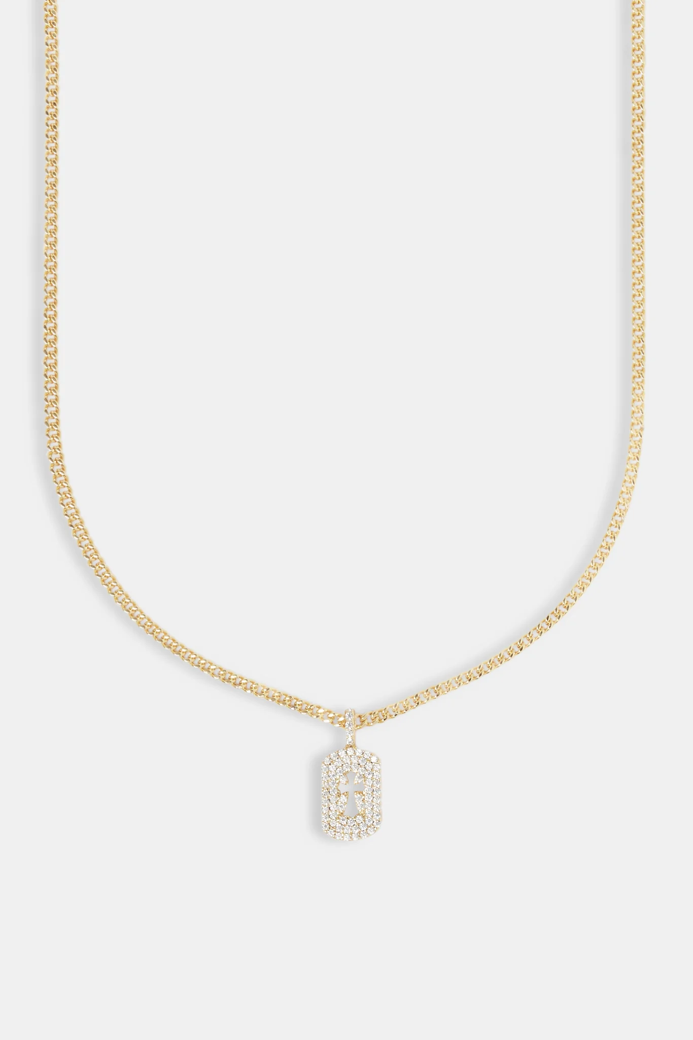 Iced Cross Outline Necklace - 15mm - Gold - Image 2