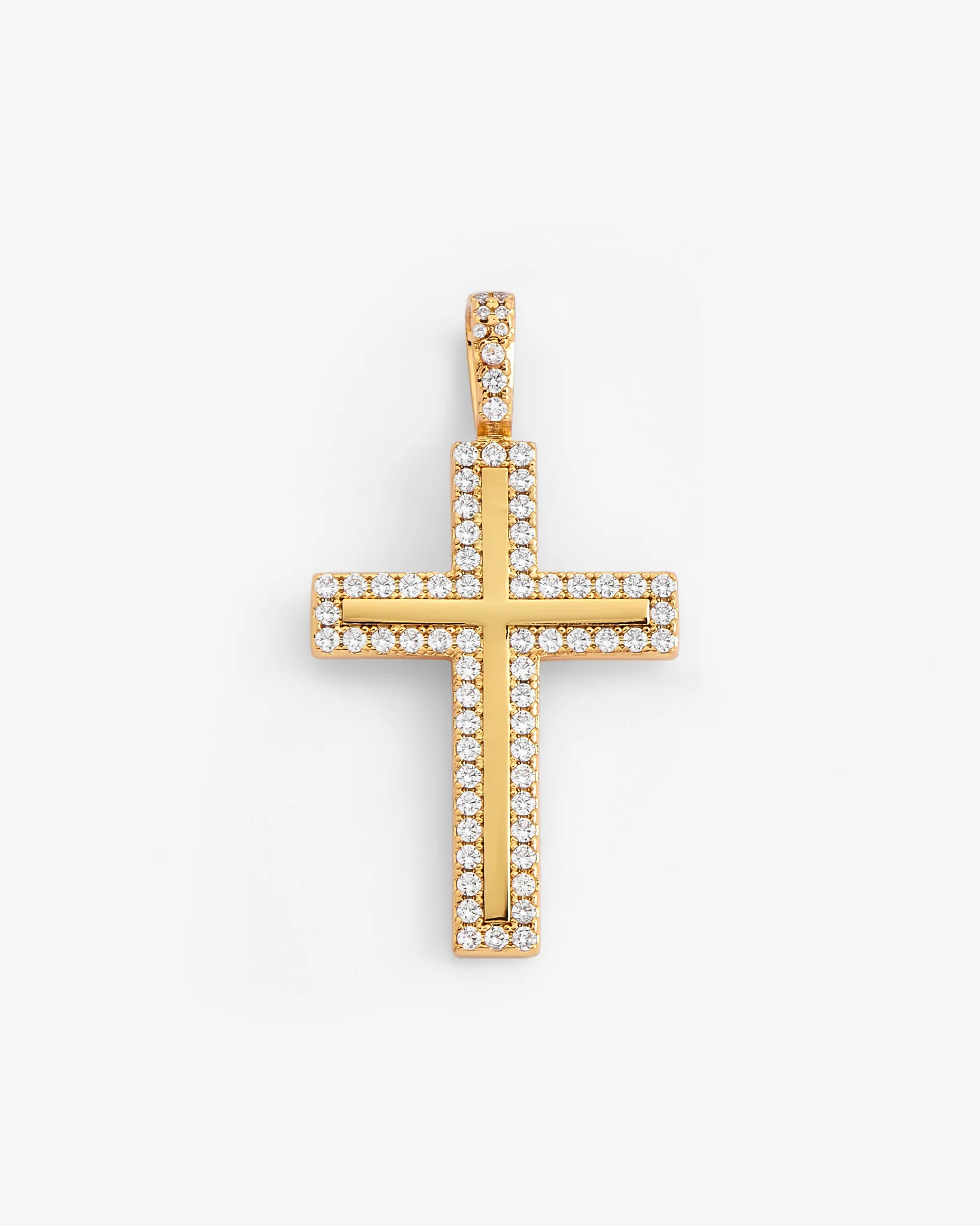 Iced Cross Pendant - Gold