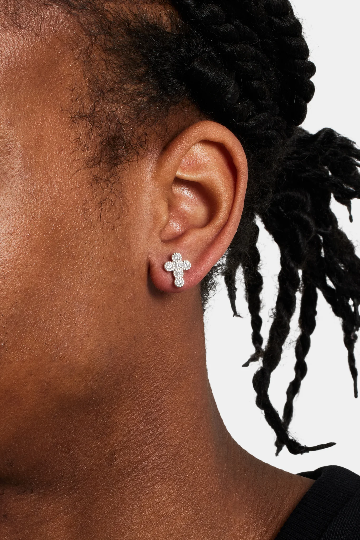 Iced Cross Stud Earrings - 10mm - Image 2