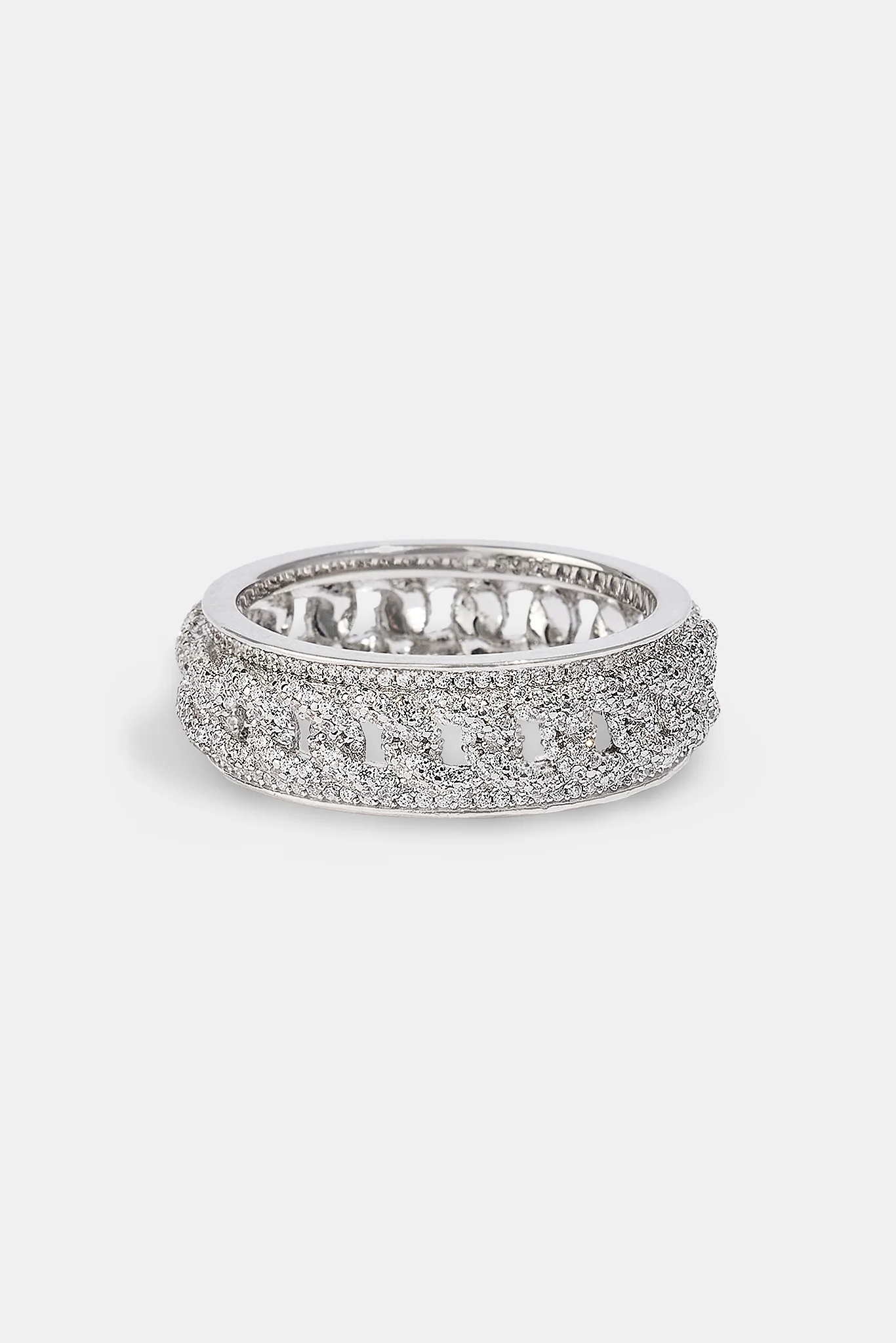 Iced Cuban Band Ring - 8mm - White - Image 3