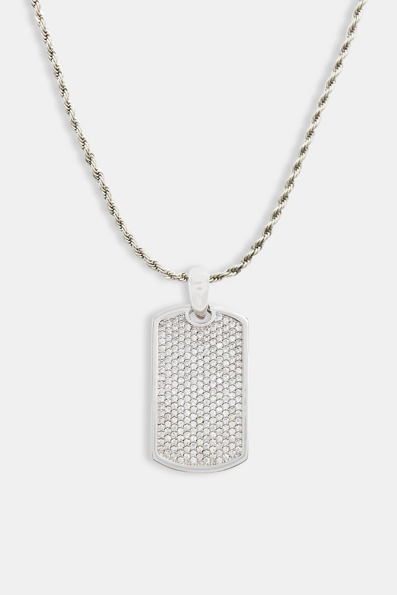 Iced CZ 2 Tone Dog Tag Pendant - Image 4