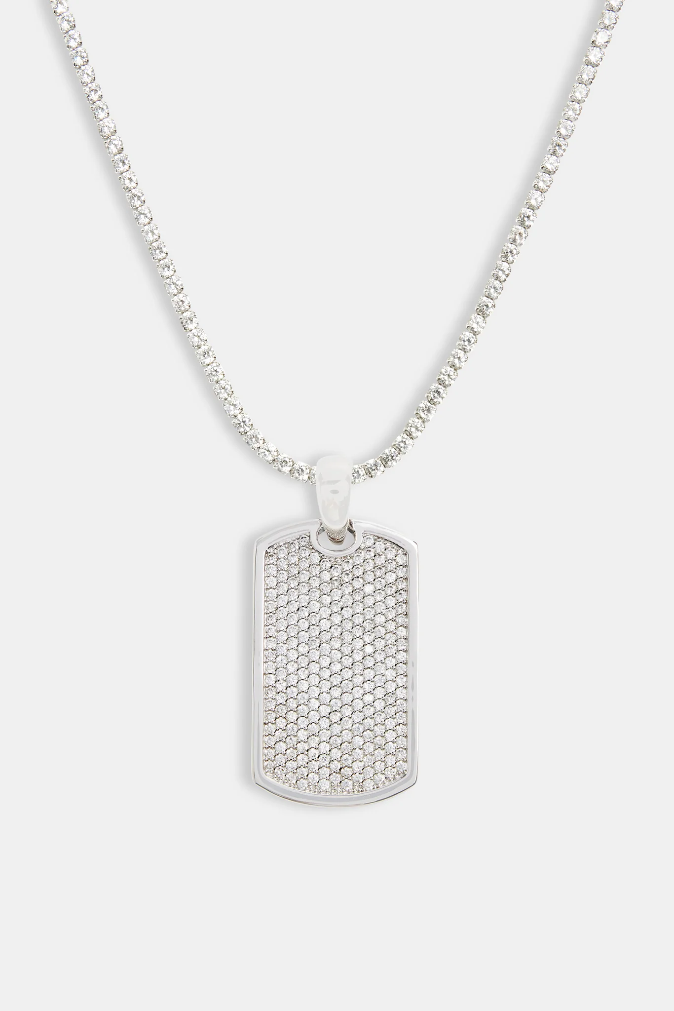 Iced CZ 2 Tone Dog Tag Pendant - Image 5