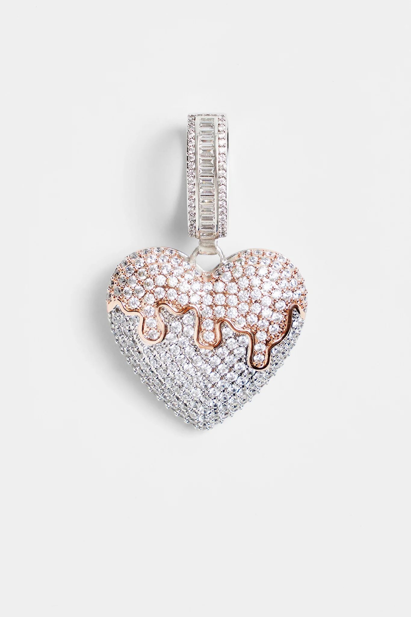 Iced CZ 2 Tone Heart Melt Pendant - Image 2