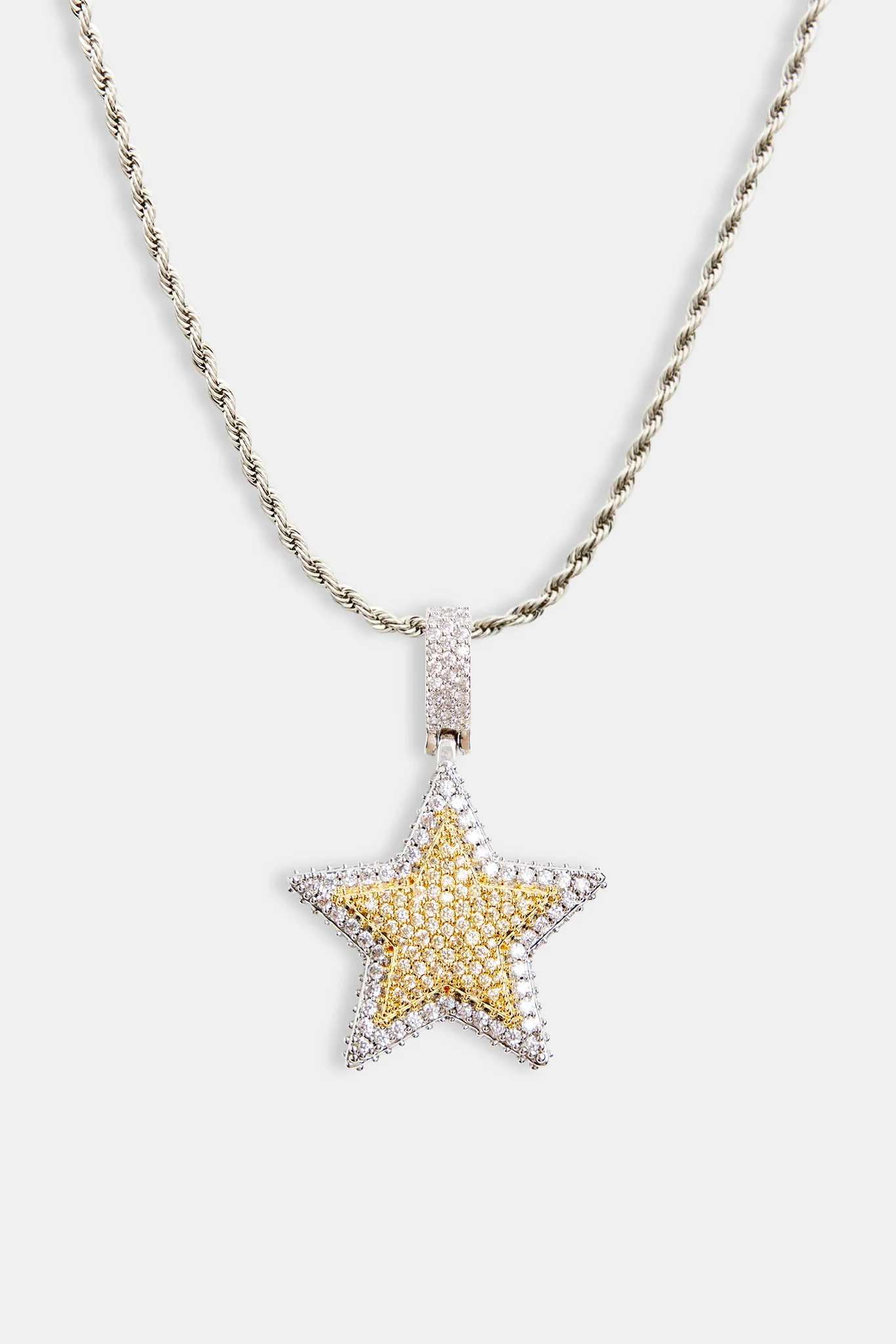 Iced CZ 2 Tone Star Pendant - Image 3