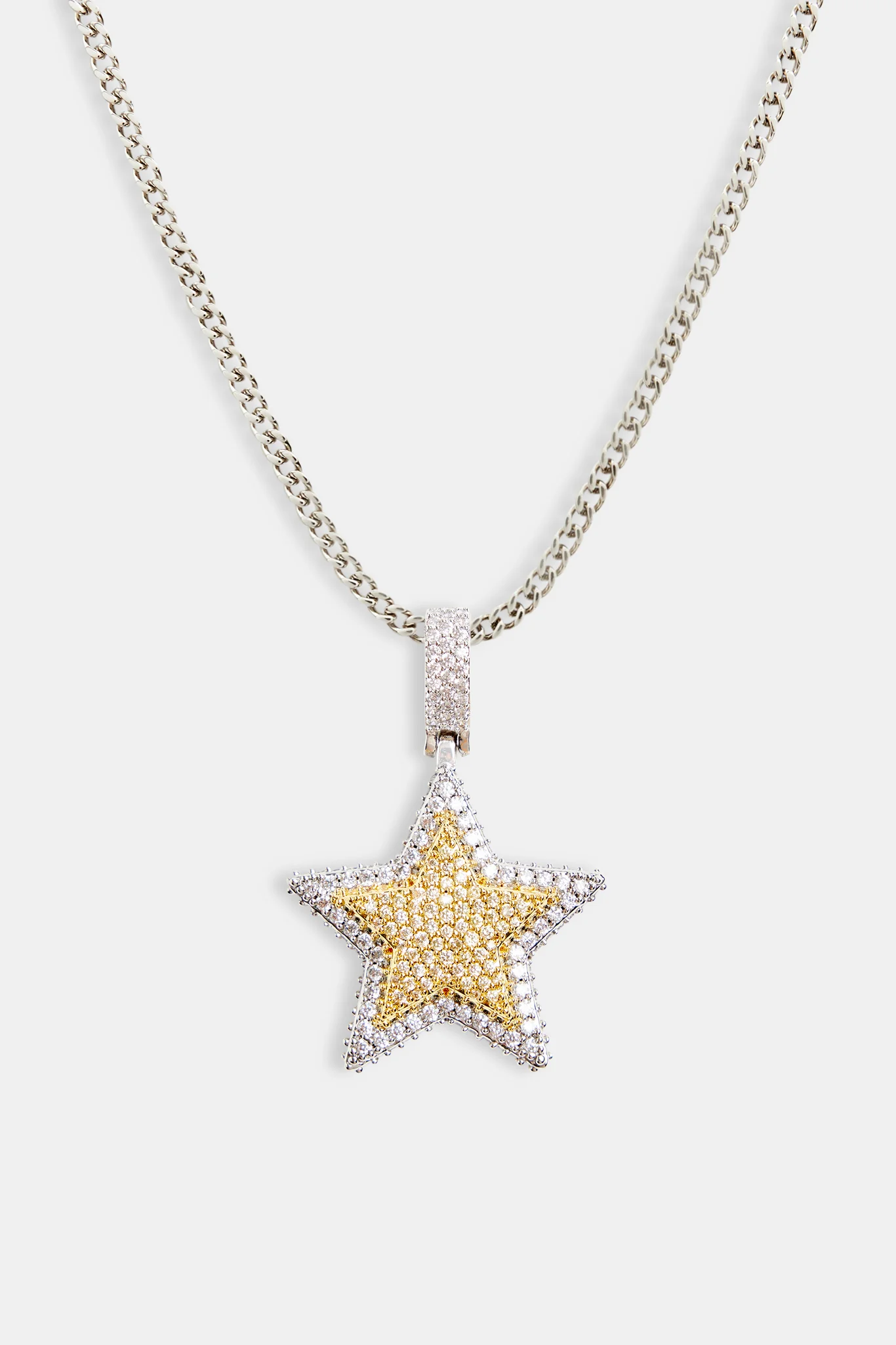Iced CZ 2 Tone Star Pendant - Image 4