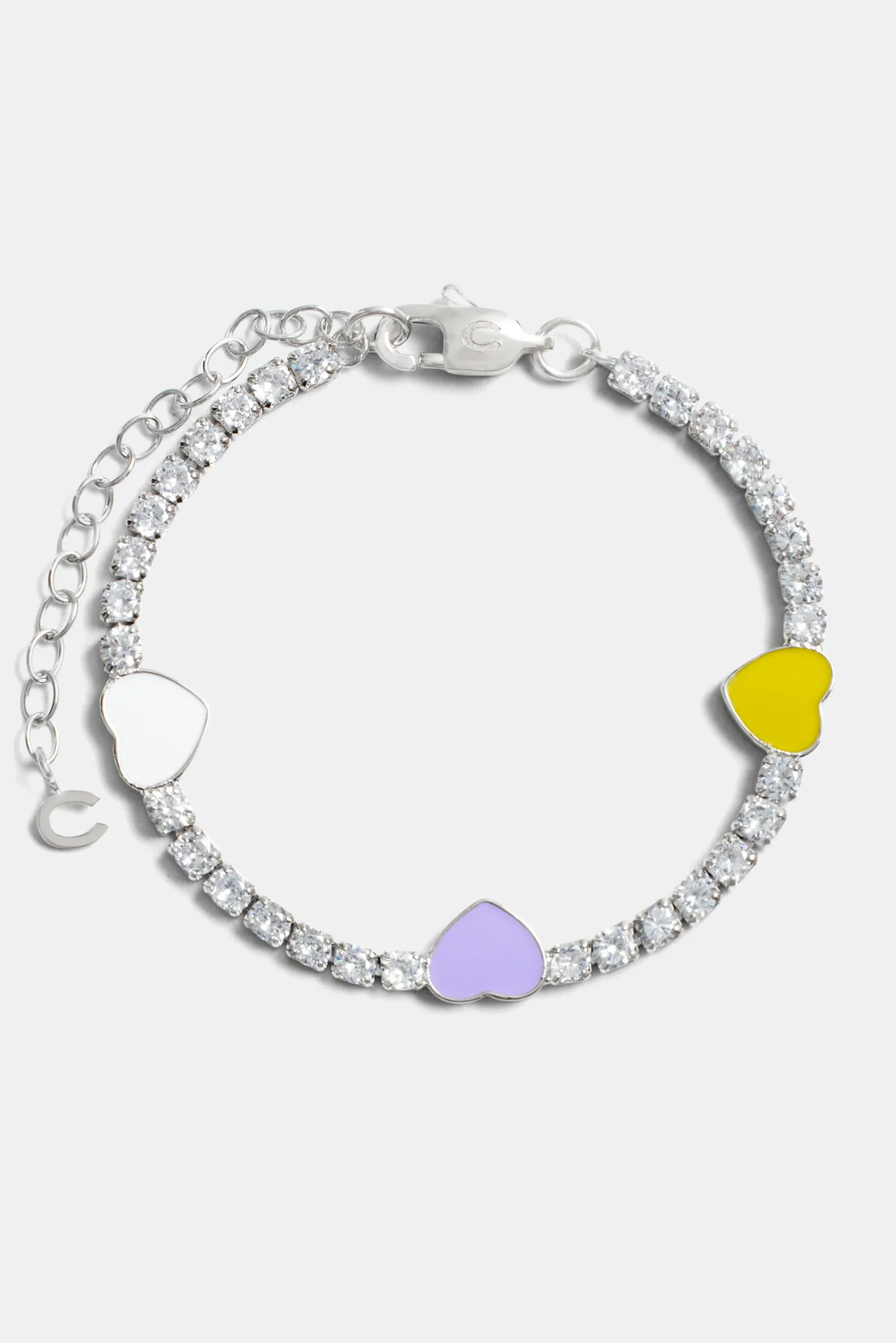 Iced CZ and Enamel Heart Tennis Bracelet - Image 2