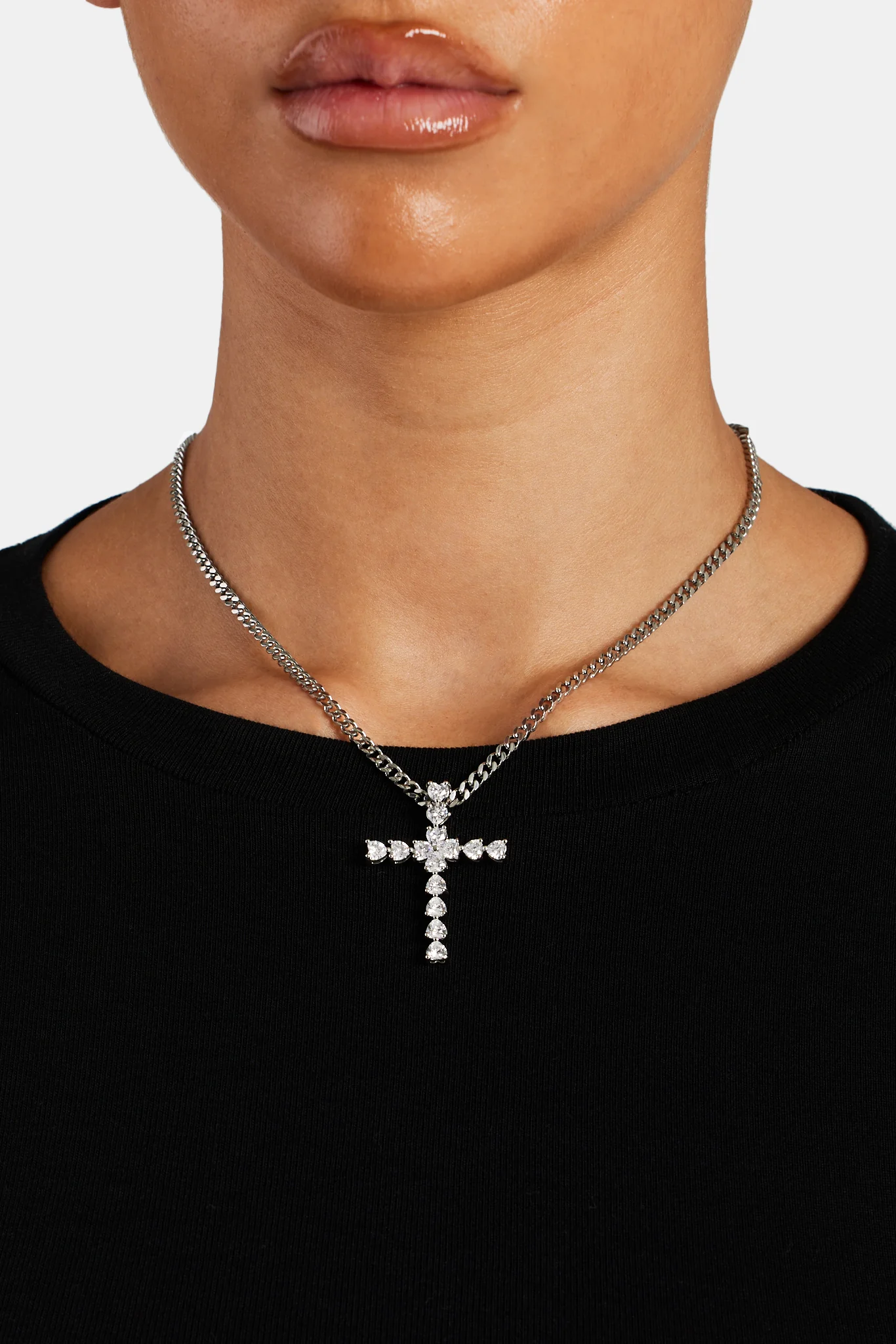 Iced CZ Cross Cuban Necklace - Image 2