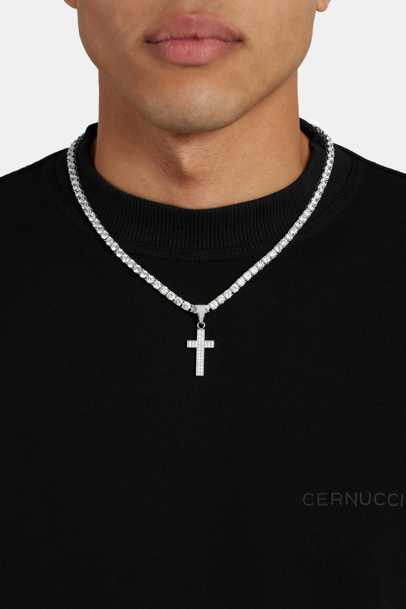 Iced CZ Cross Pendant - Image 3