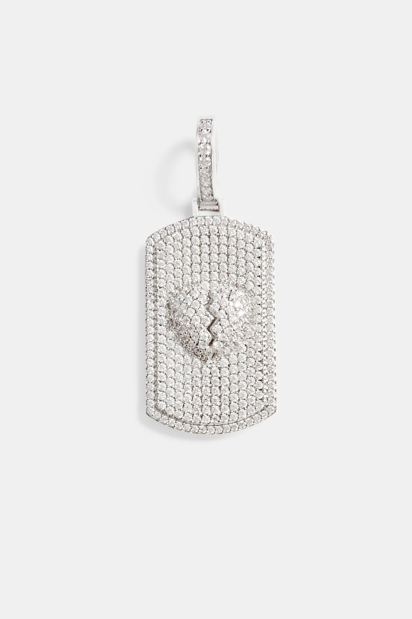 Iced CZ Debossed Heartbreak Dog Tag Pendant - Image 2