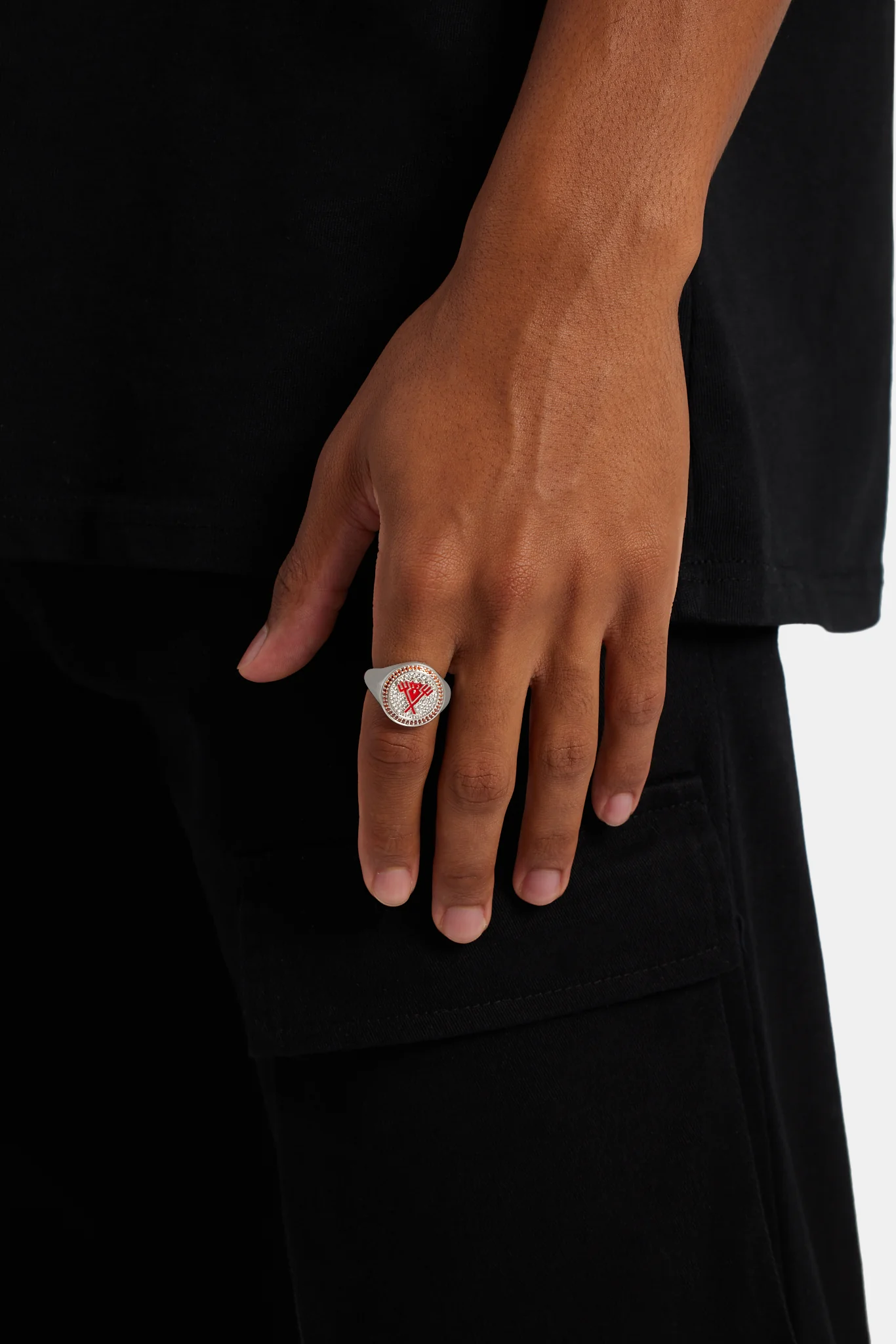 Iced CZ Devil Signet Ring - Image 2