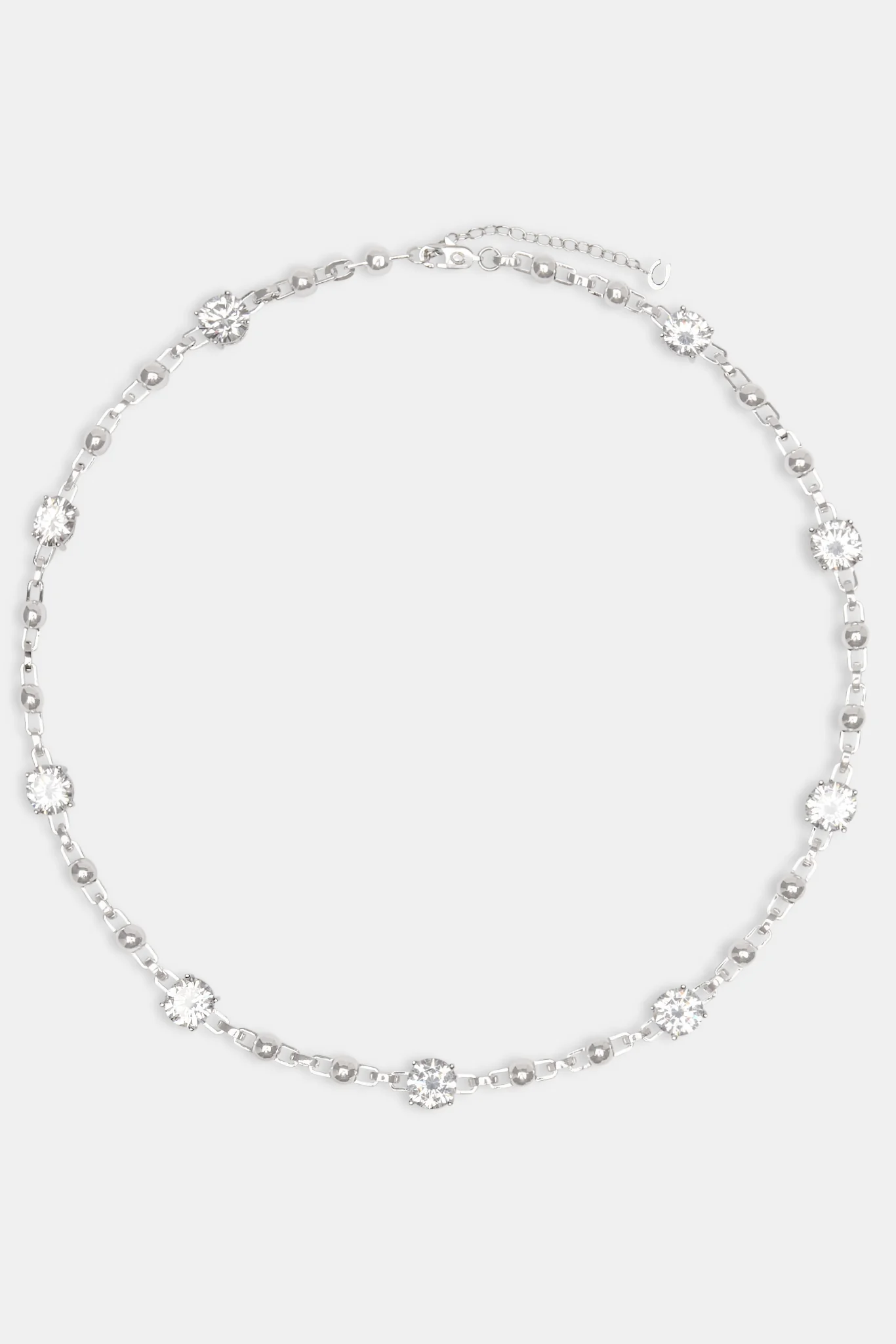 Iced CZ Gem & Ball Chain Mix Chain - White - 8mm - Image 2