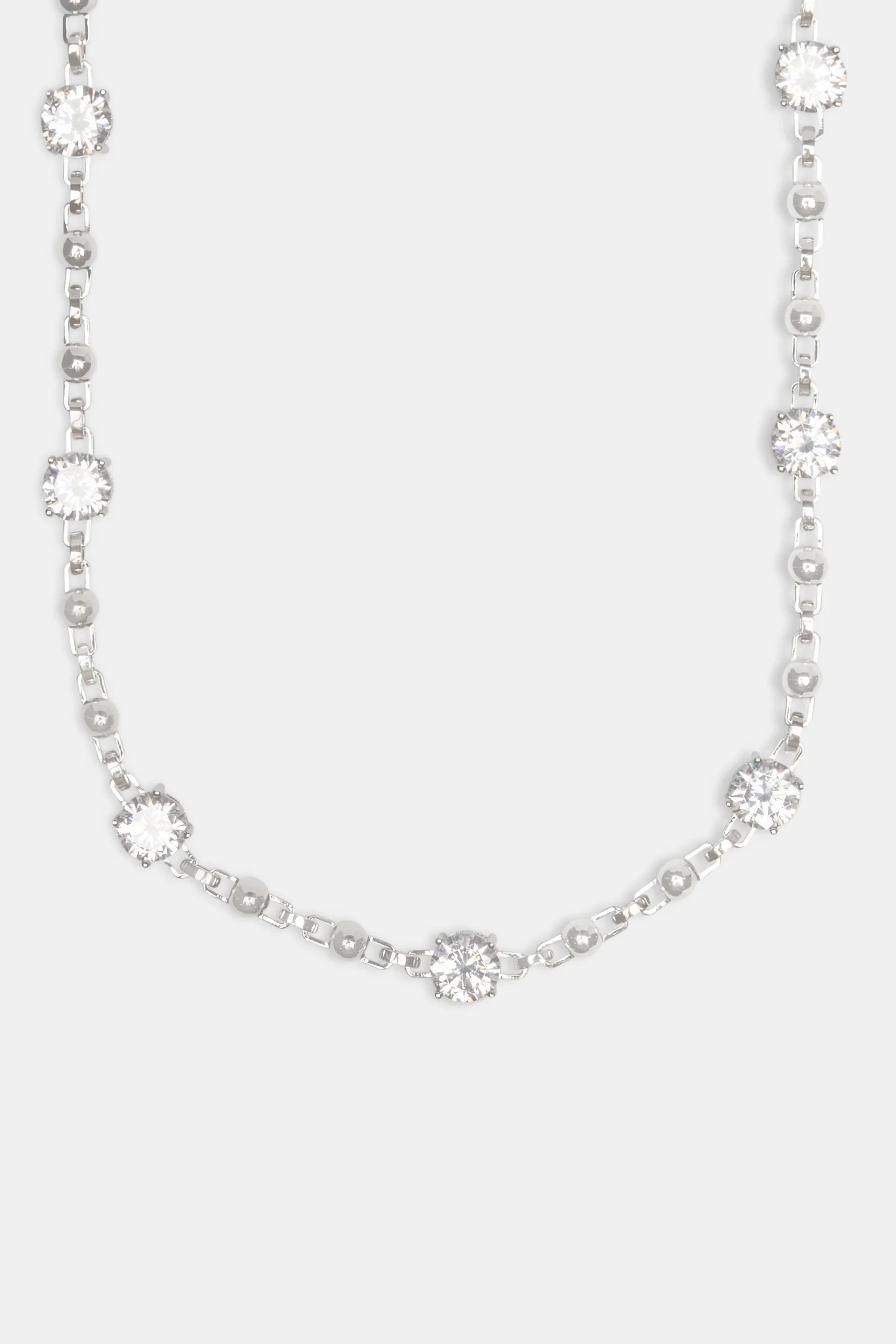 Iced CZ Gem & Ball Chain Mix Chain - White - 8mm - Image 5