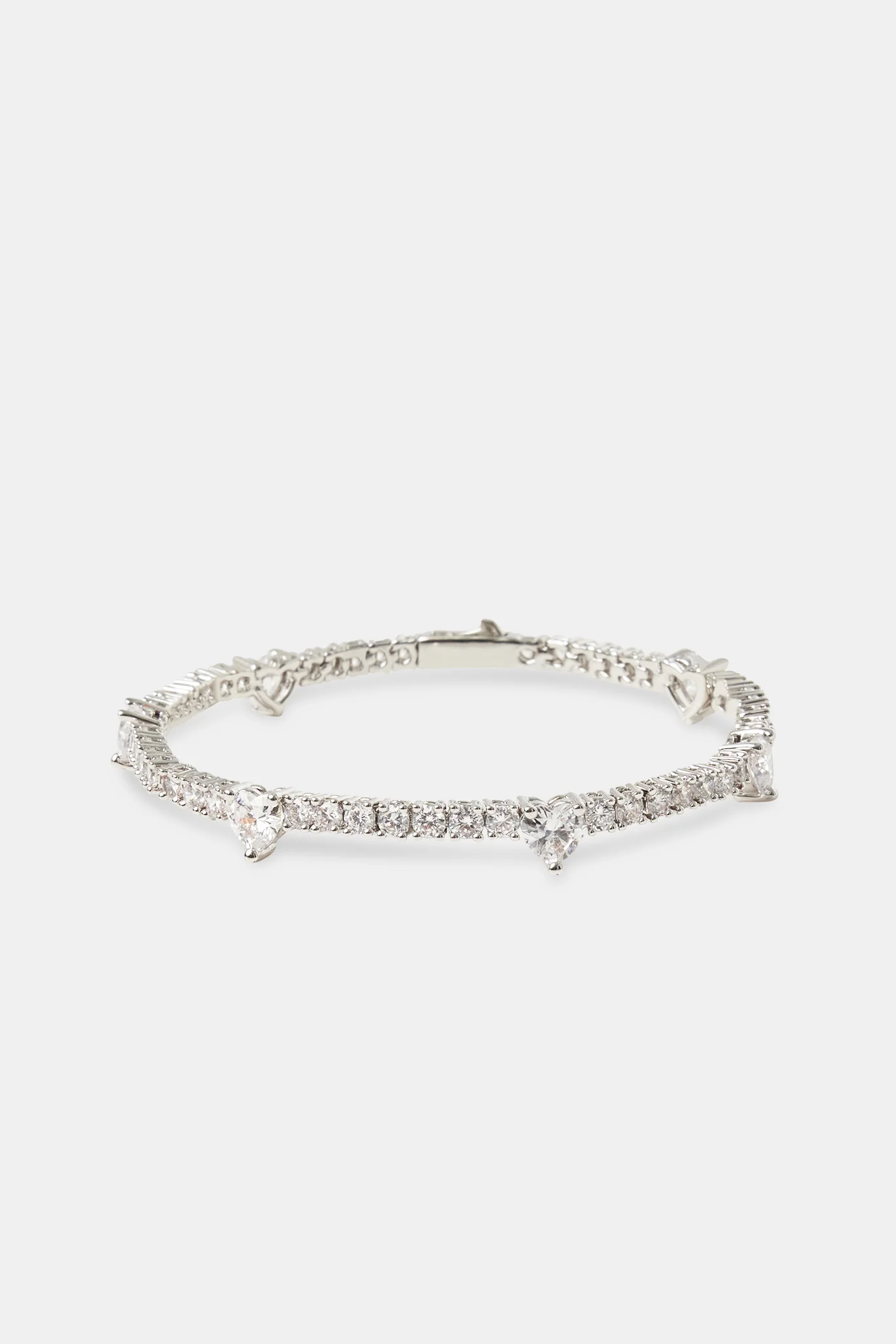 Iced CZ Heart Tennis Bracelet - 3mm - Image 2