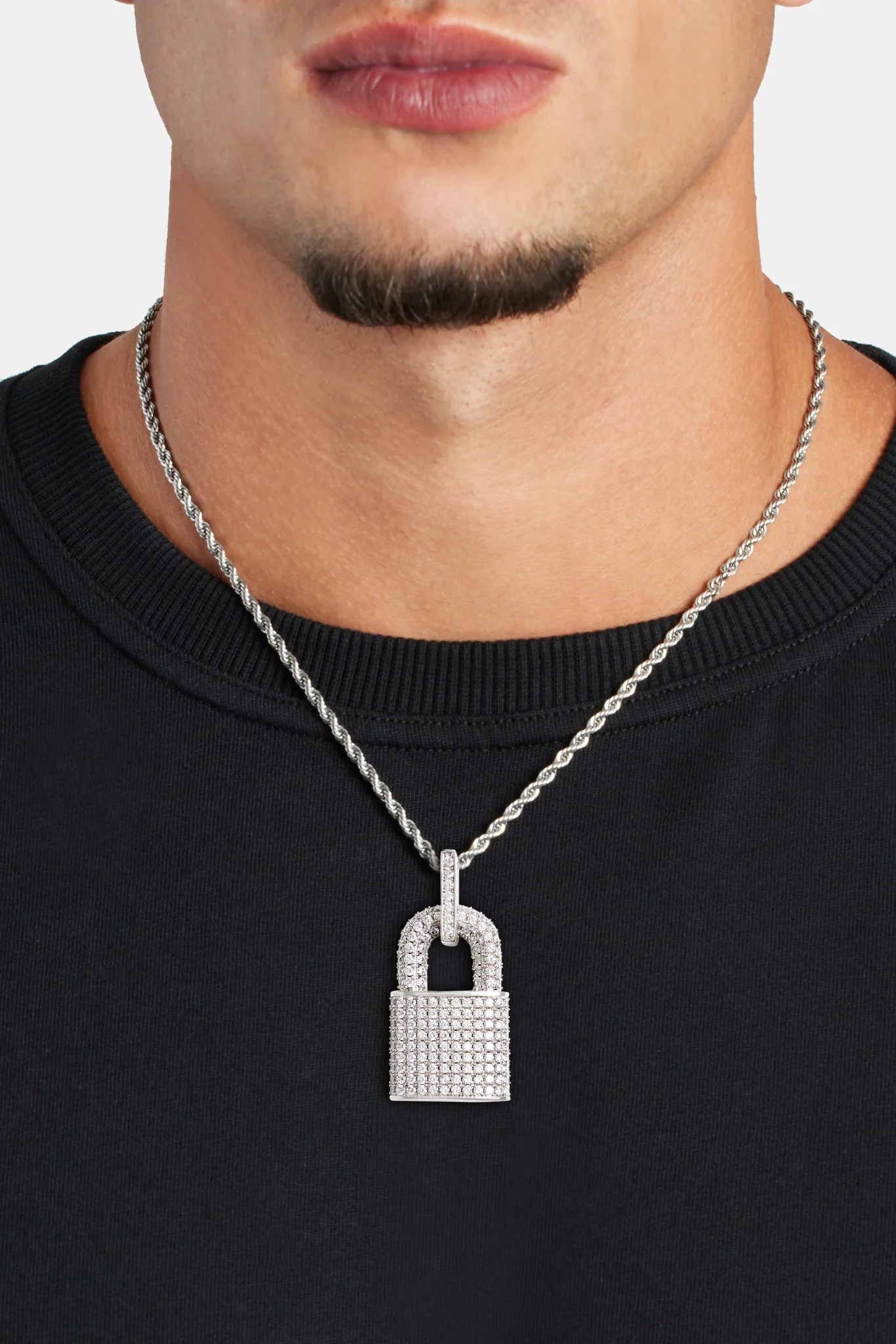 Iced CZ Padlock Pendant - Image 4