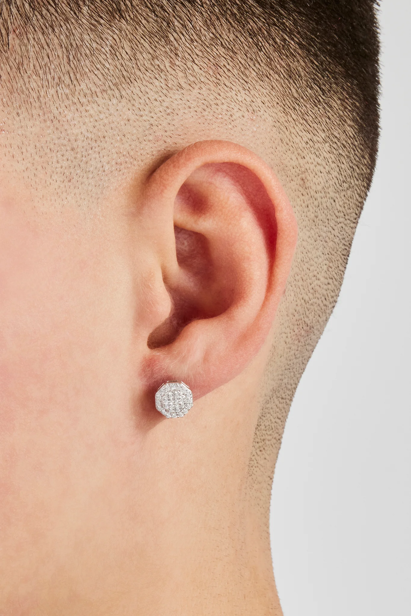 Iced CZ Shape Stud Earrings - 8mm - Image 2