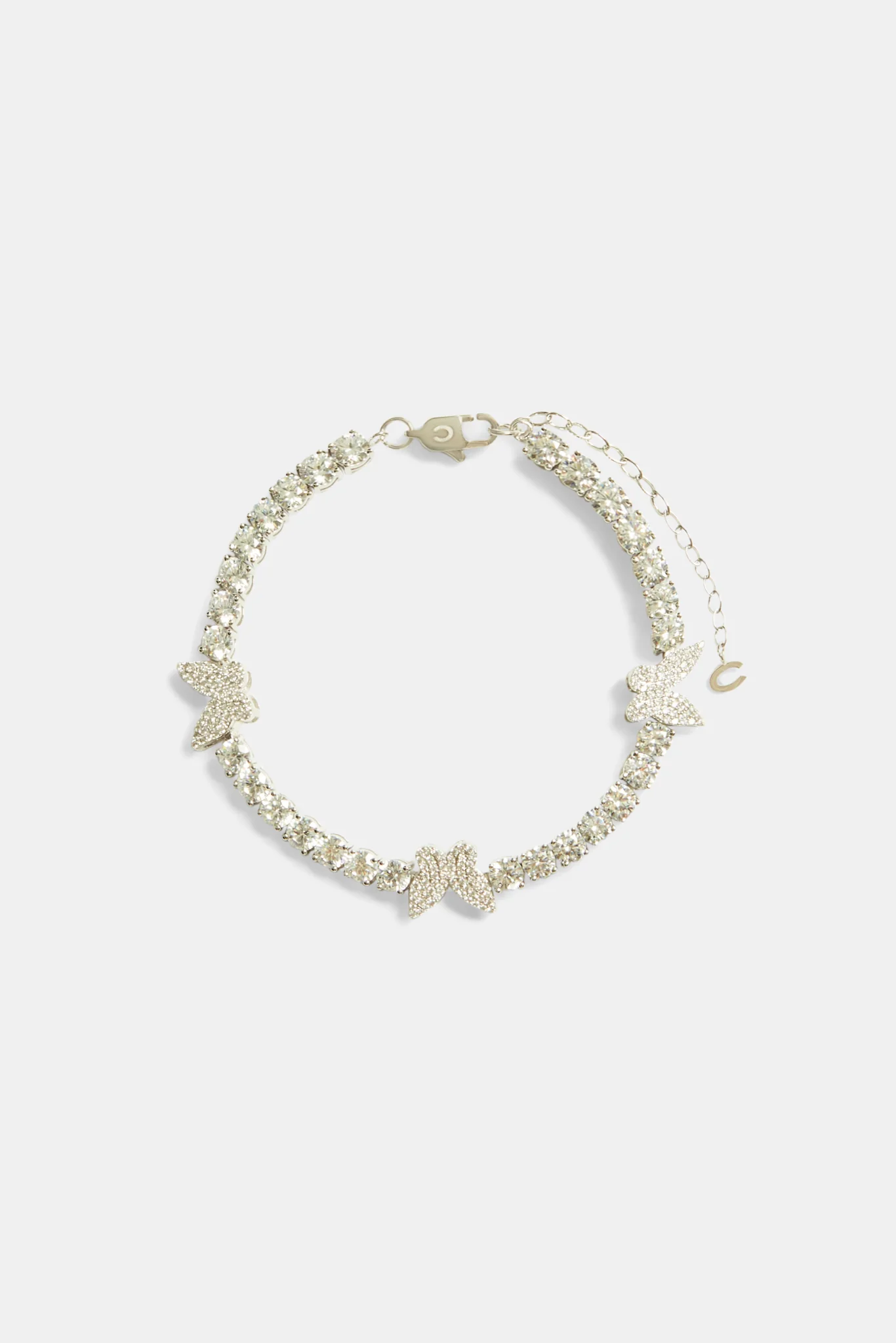 Iced CZ Tennis Butterfly Anklet - Image 2