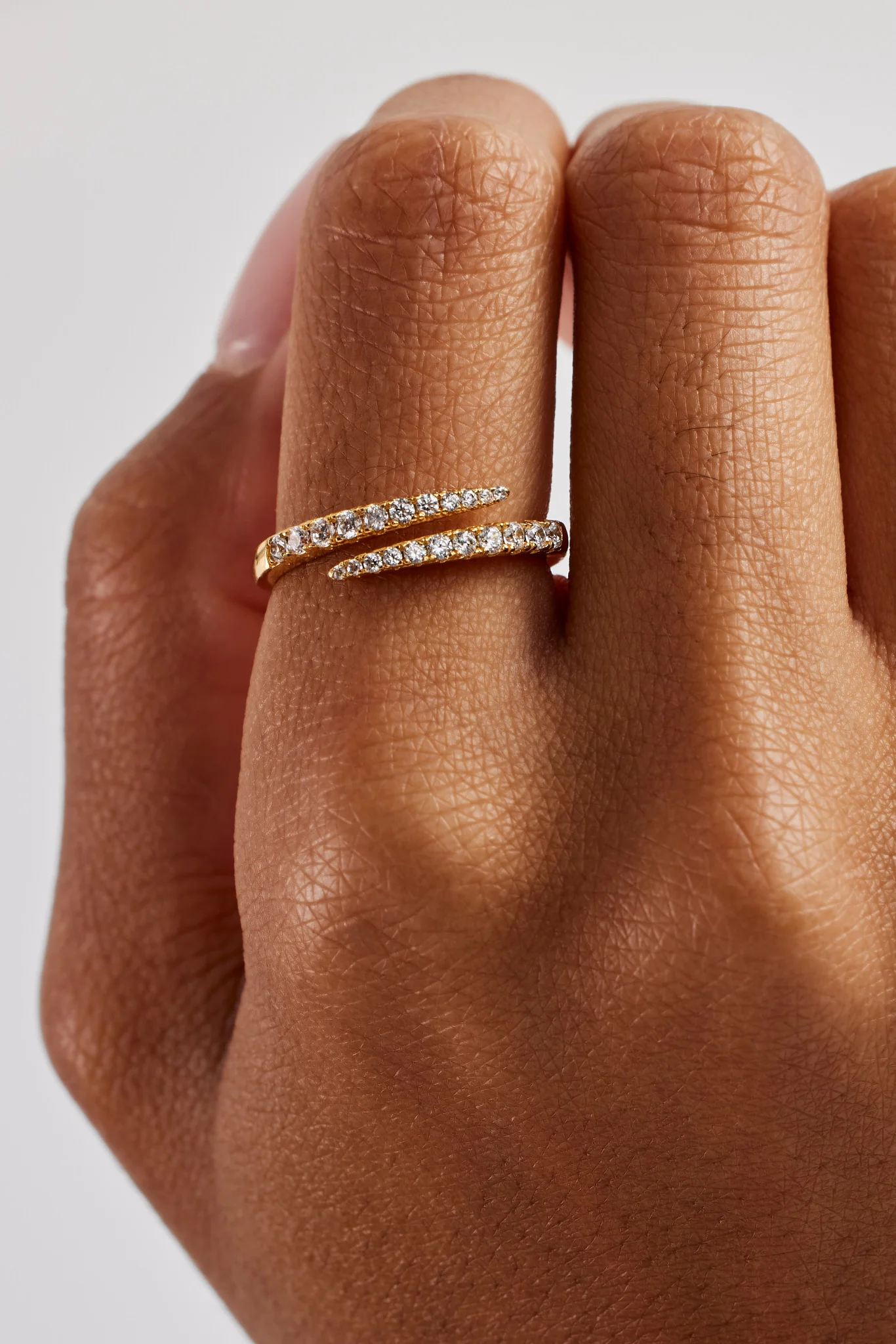 Iced CZ Wrap Ring - 7mm - Gold - Image 2