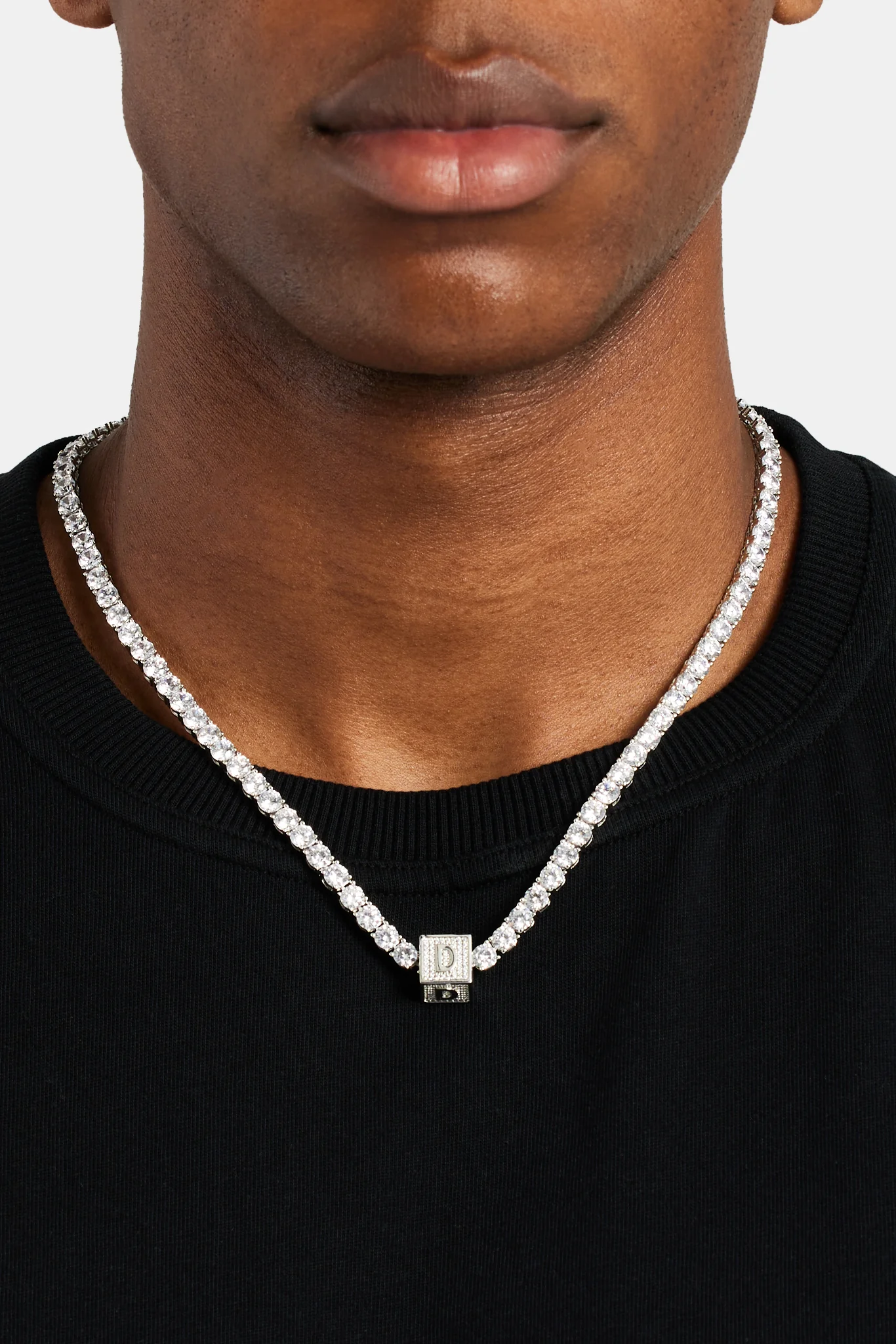 Iced D Letter Block Pendant - Image 4