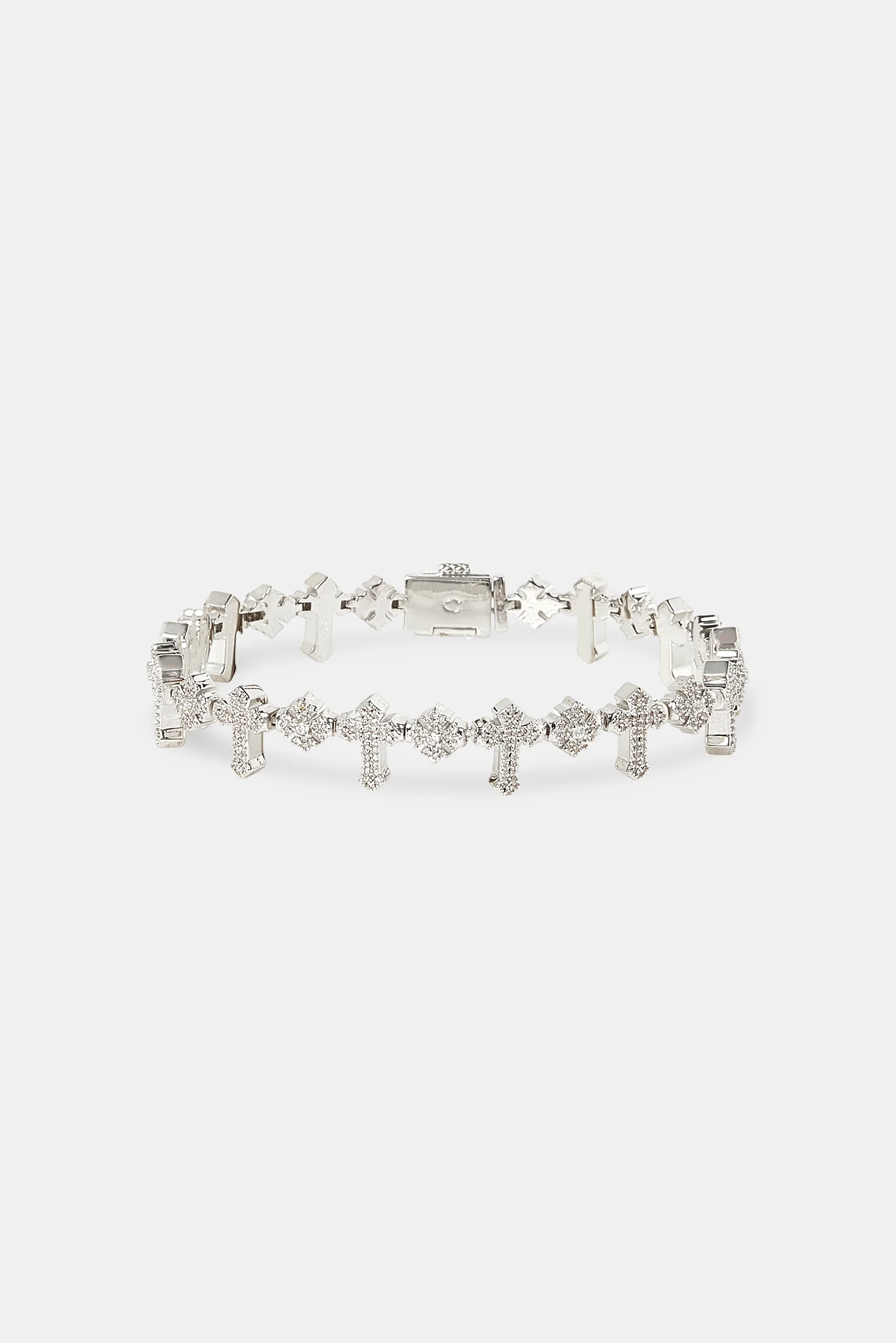 Iced Double Cross Infinity Bracelet - 10mm - Image 2