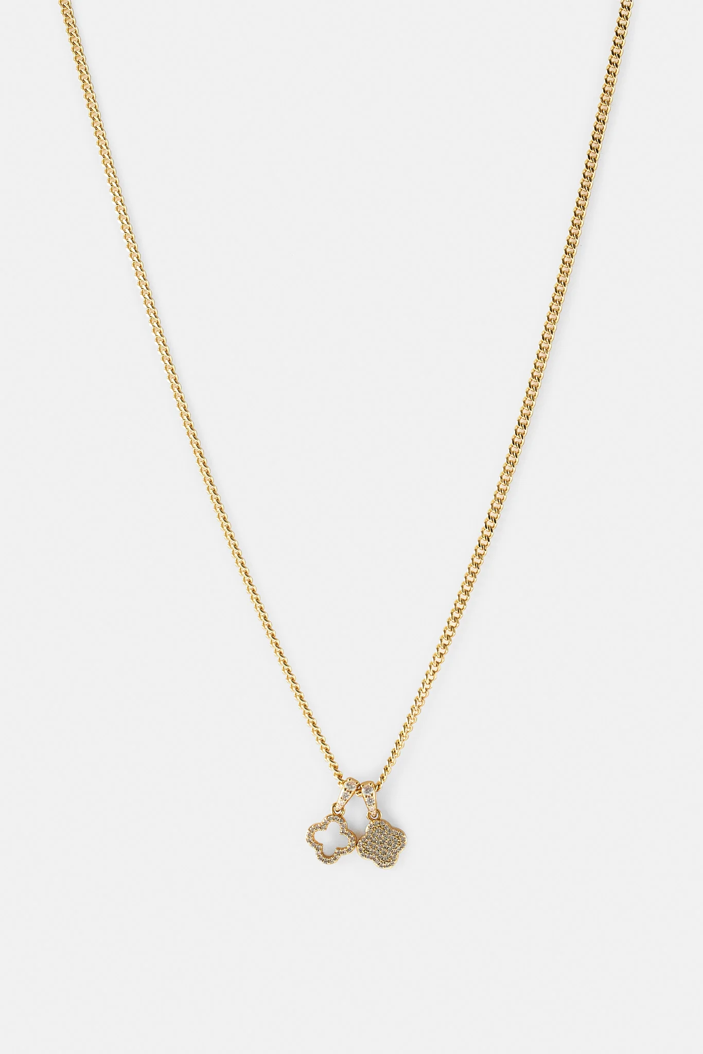 Iced Double Motif Cuban Necklace - 10mm - Gold - Image 3