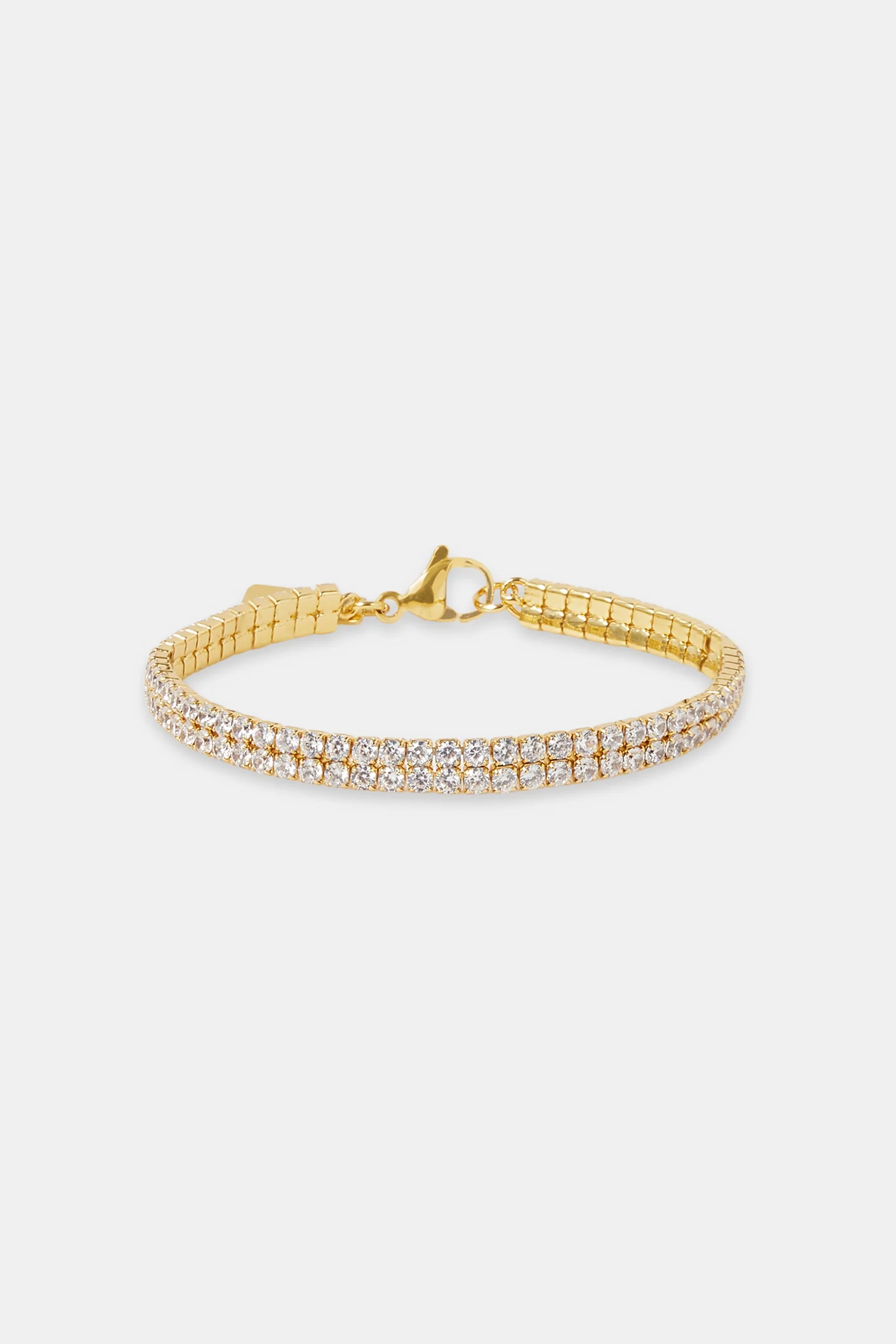 Iced Double Tennis Bracelet - 5mm - Gold - Image 2