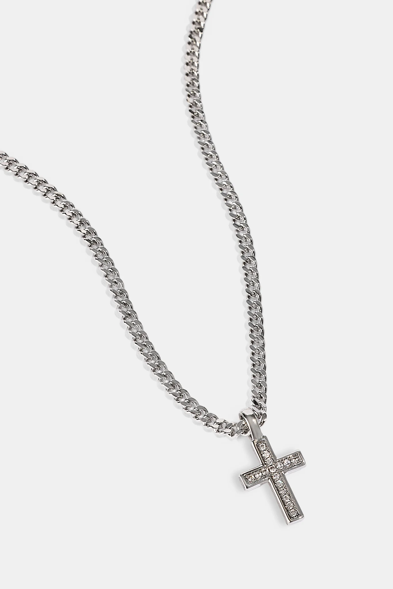 Iced Drop Cross Cuban Chain - 3mm - White - Image 2