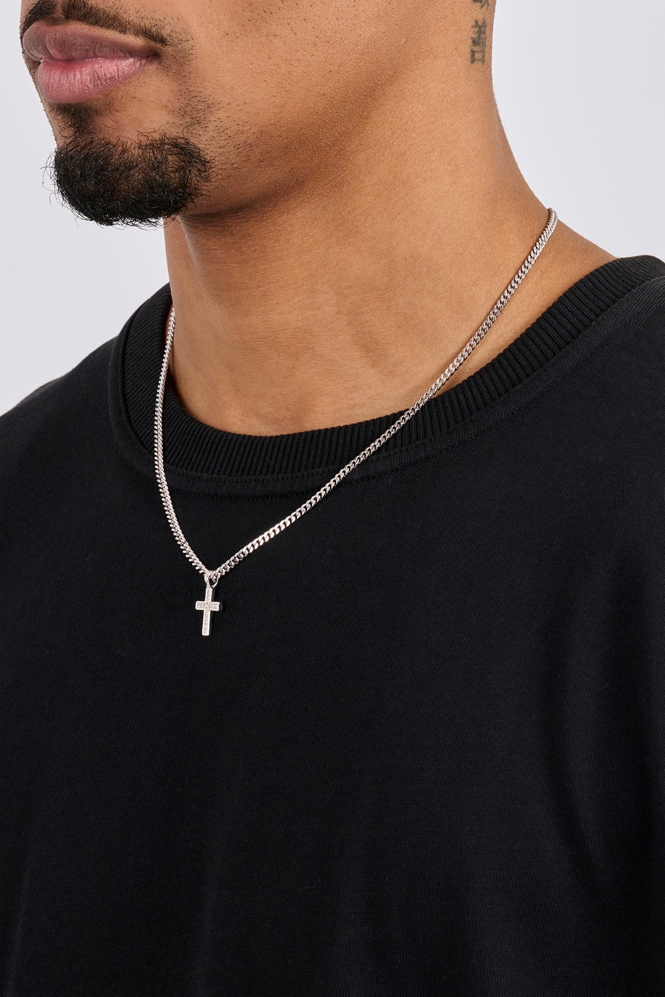 Iced Drop Cross Cuban Chain - 3mm - White - Image 3