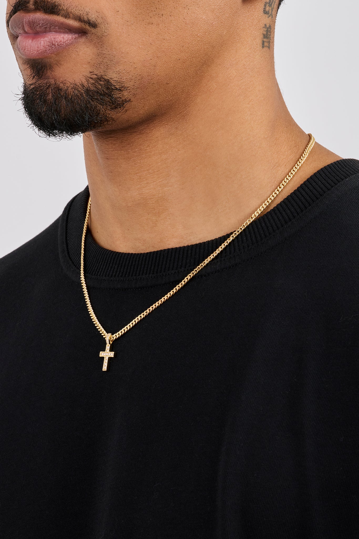 Iced Drop Cross Cuban Chain - 5mm - Gold - Image 4