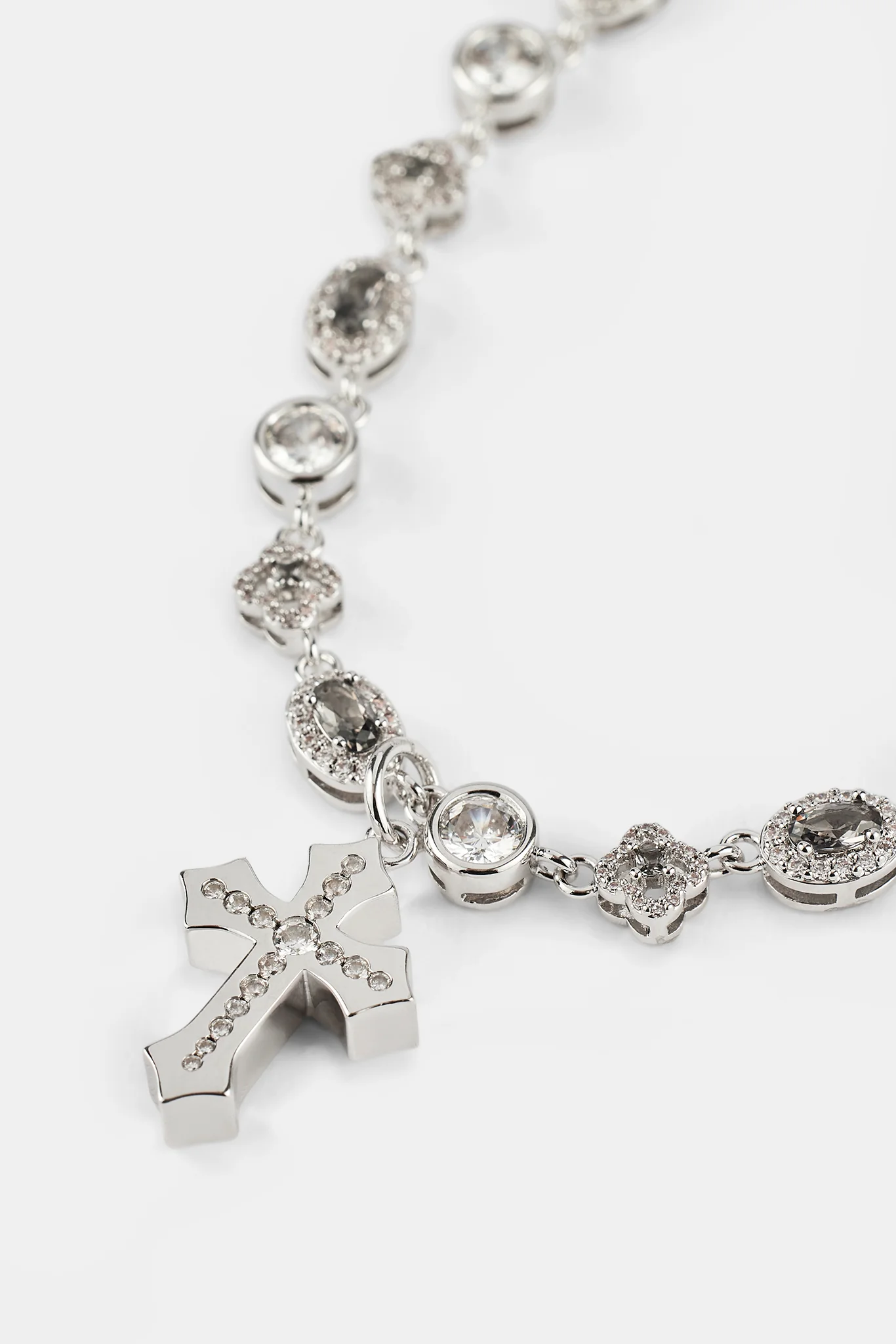 Iced Drop Cross & Motif Multi Gemstone Chain - 6mm - Image 4