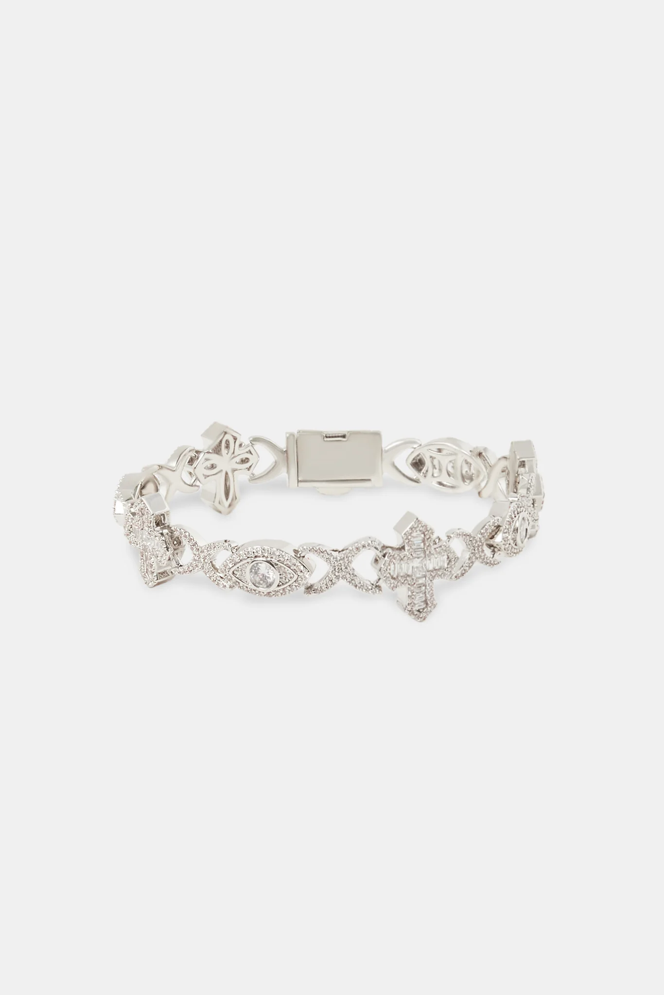 Iced Evil Eye & Cross Infinity Link Bracelet - 8mm - Image 2