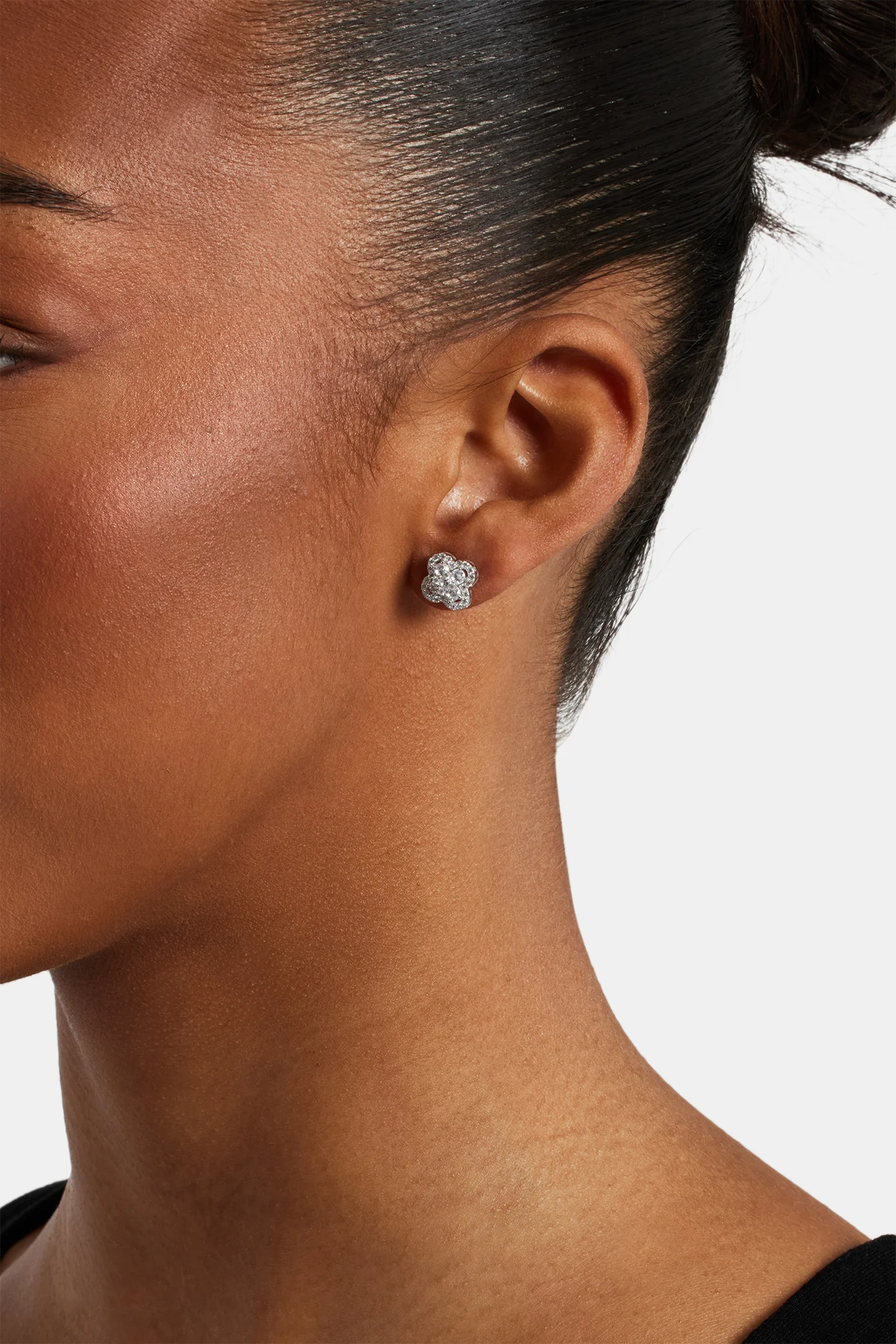 Iced Floral Motif Stud Earrings - Image 2