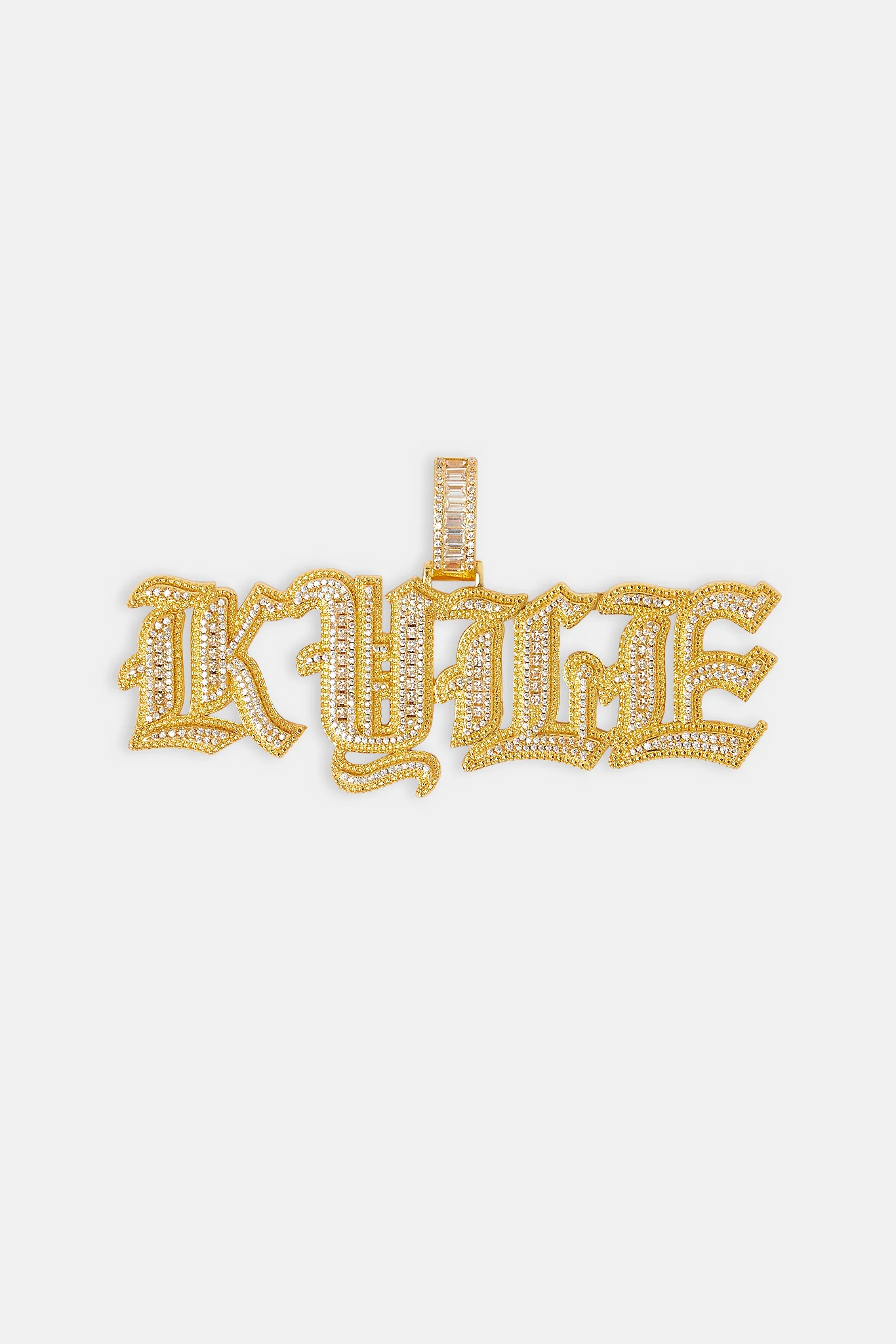 Iced Gothic Font Letter Pendant - 25mm - Gold - Image 2