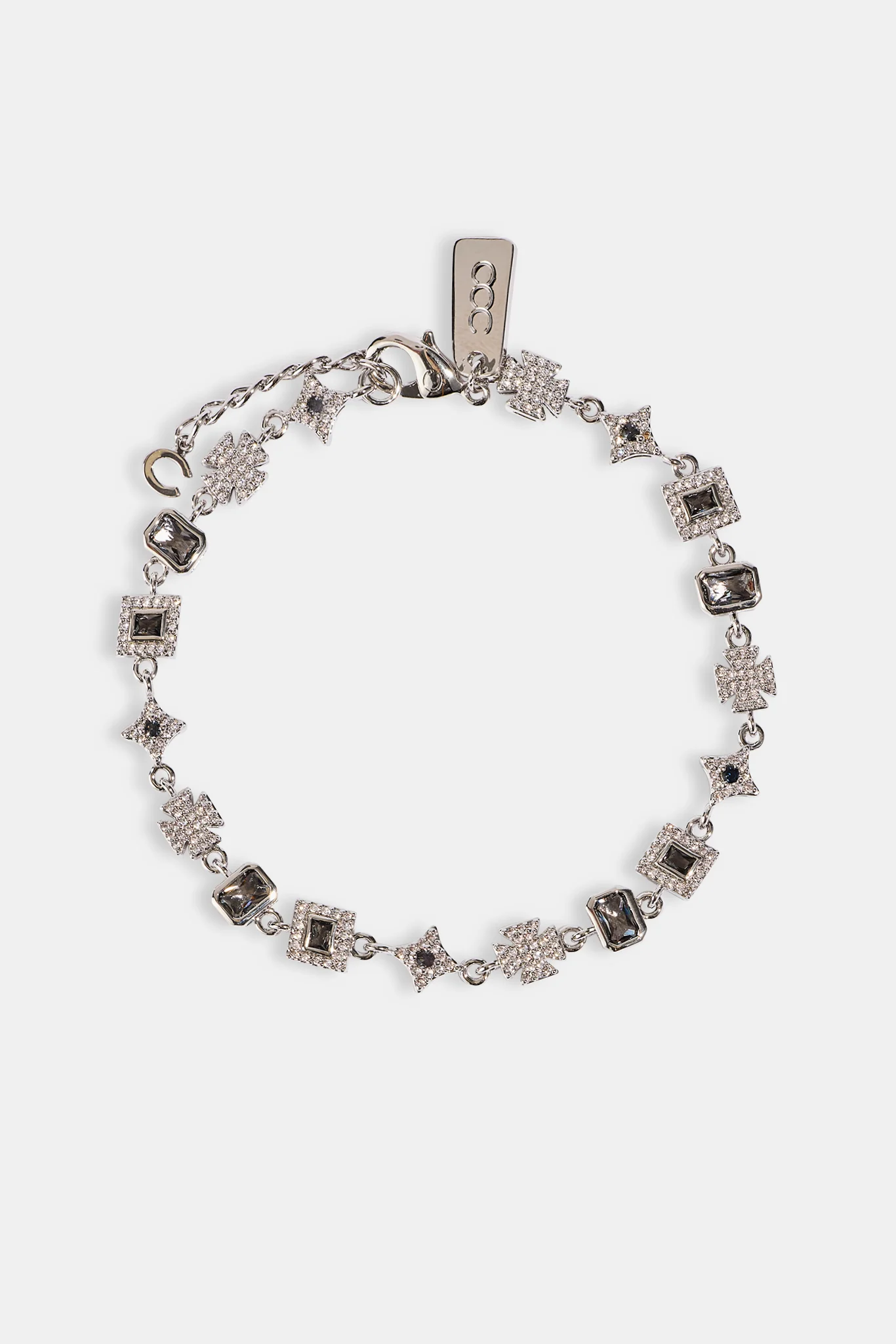 Iced Grey Gemstone & Motif Bracelet - 6mm - Image 2
