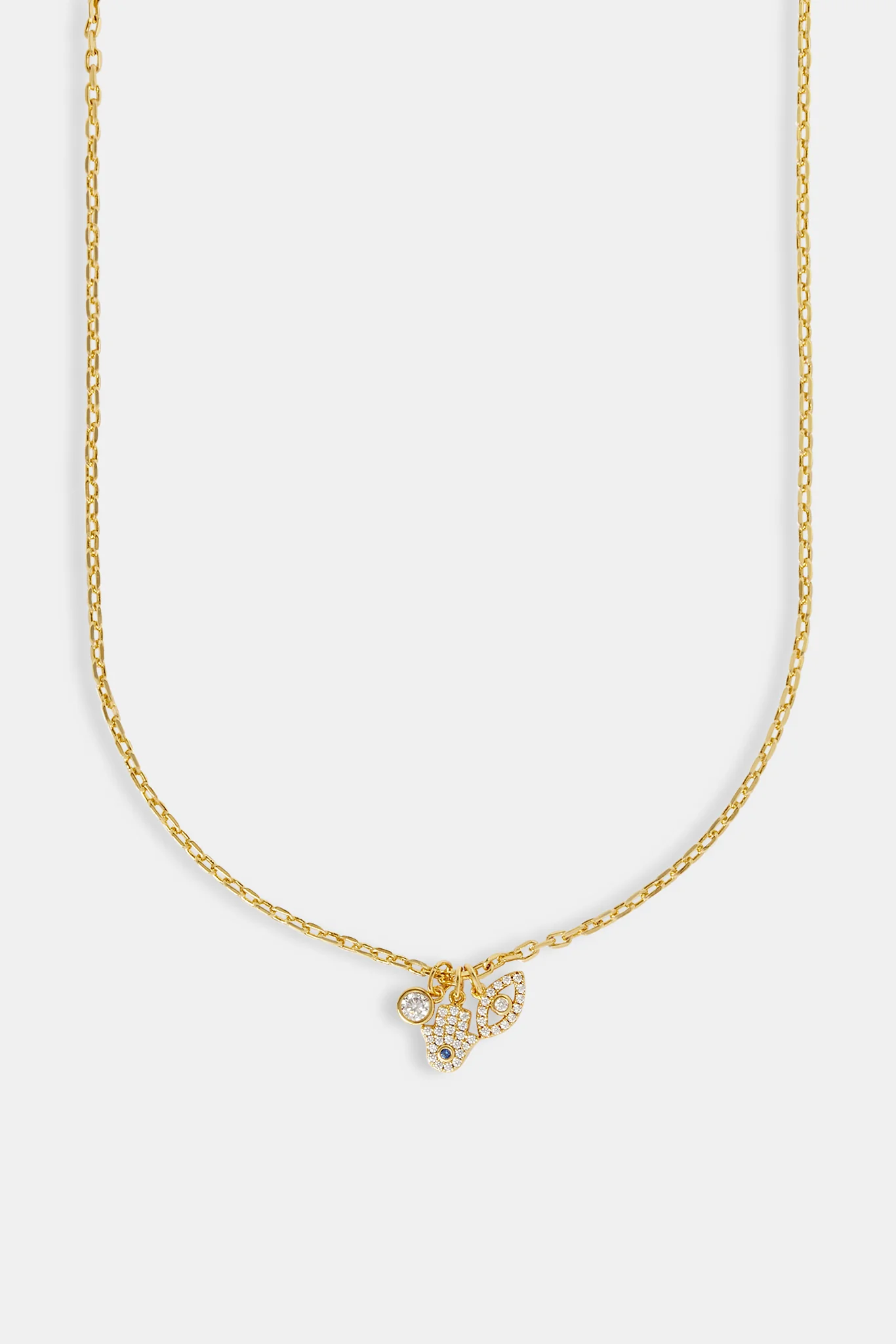 Iced Hamsa Hand & Evil Eye Necklace - 10mm - Image 2