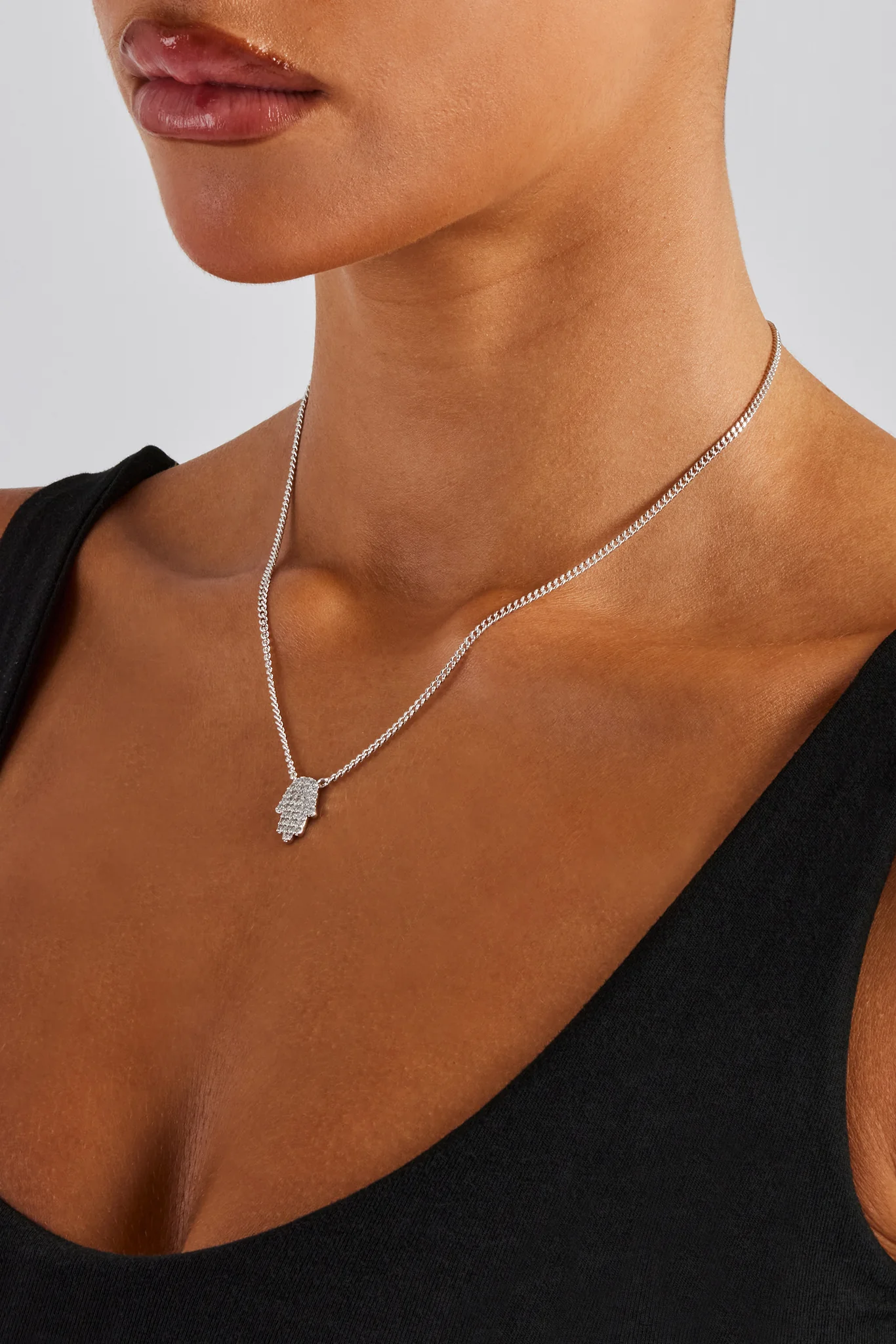 Iced Hamsa Hand Necklace - Image 3