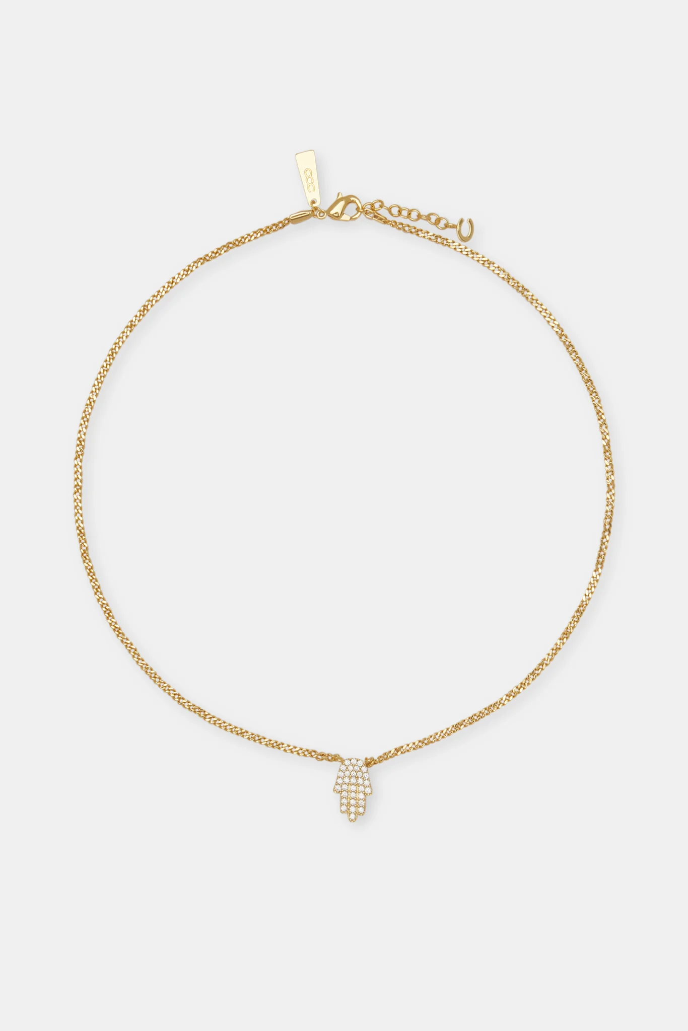 Iced Hamsa Hand Necklace - Gold - Image 4