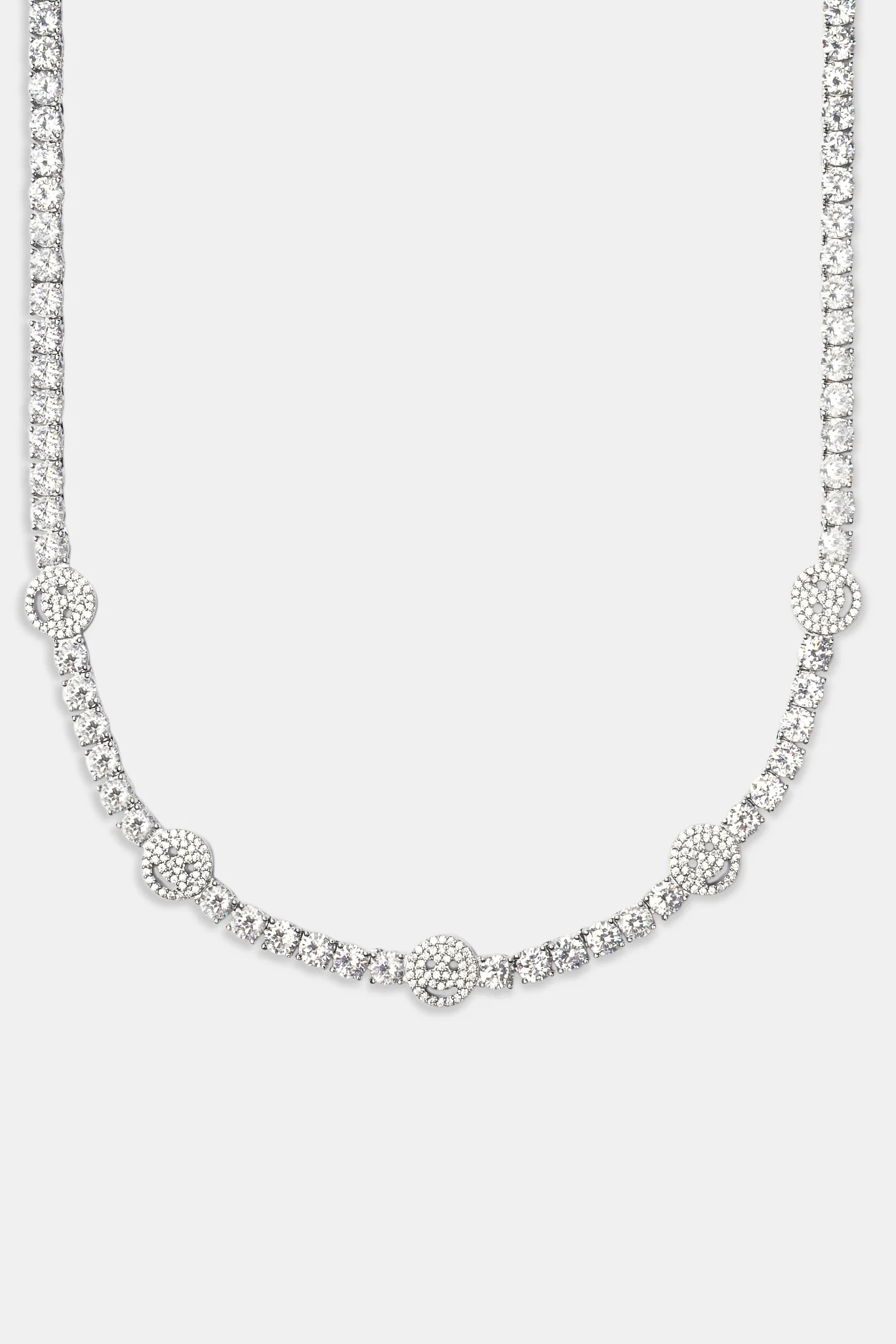 Iced Happy Face Tennis Chain - White 5mm - Image 3