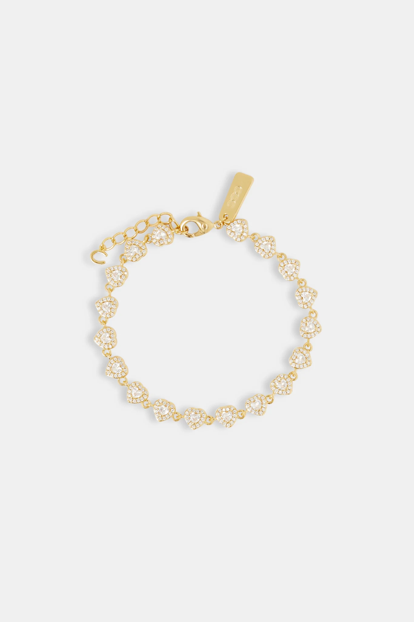 Iced Heart Bezel Bracelet - 5mm - Gold - Image 2