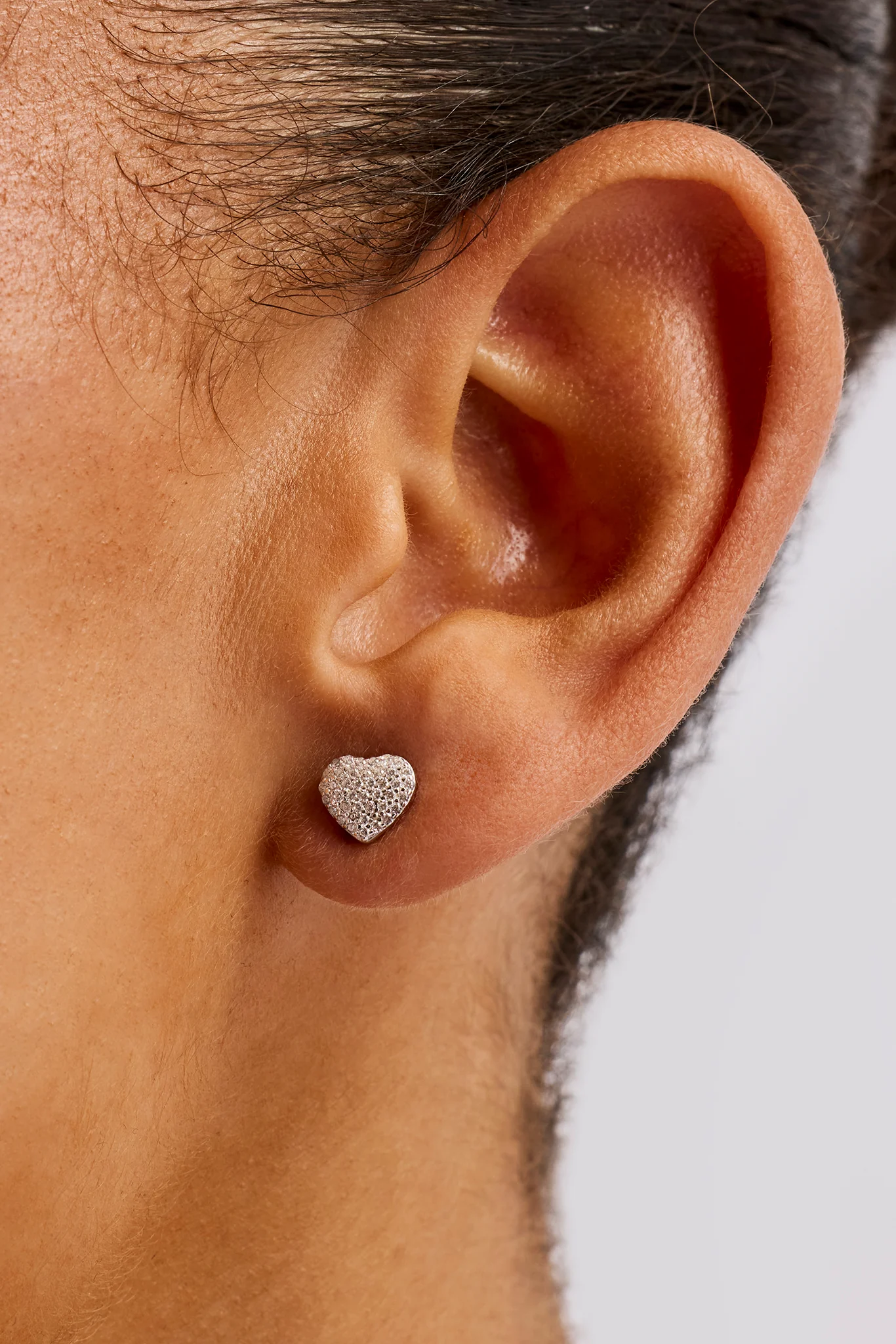 Iced Heart Stud Earrings - 10mm - White - Image 2