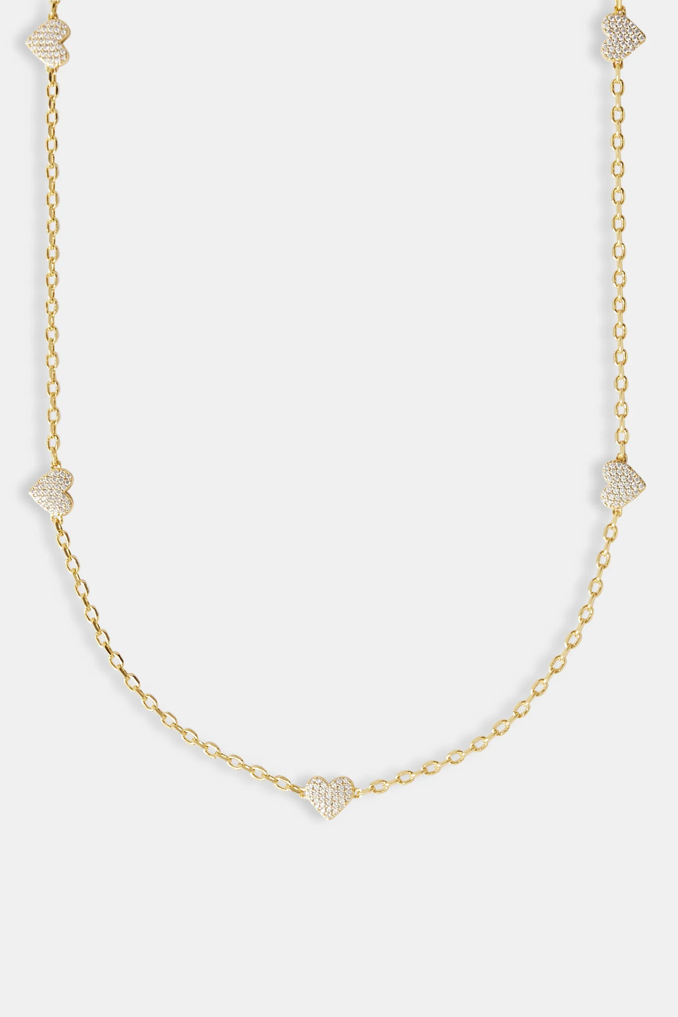 Iced Heart Thin Link Chain - 2.5mm - Gold - Image 2
