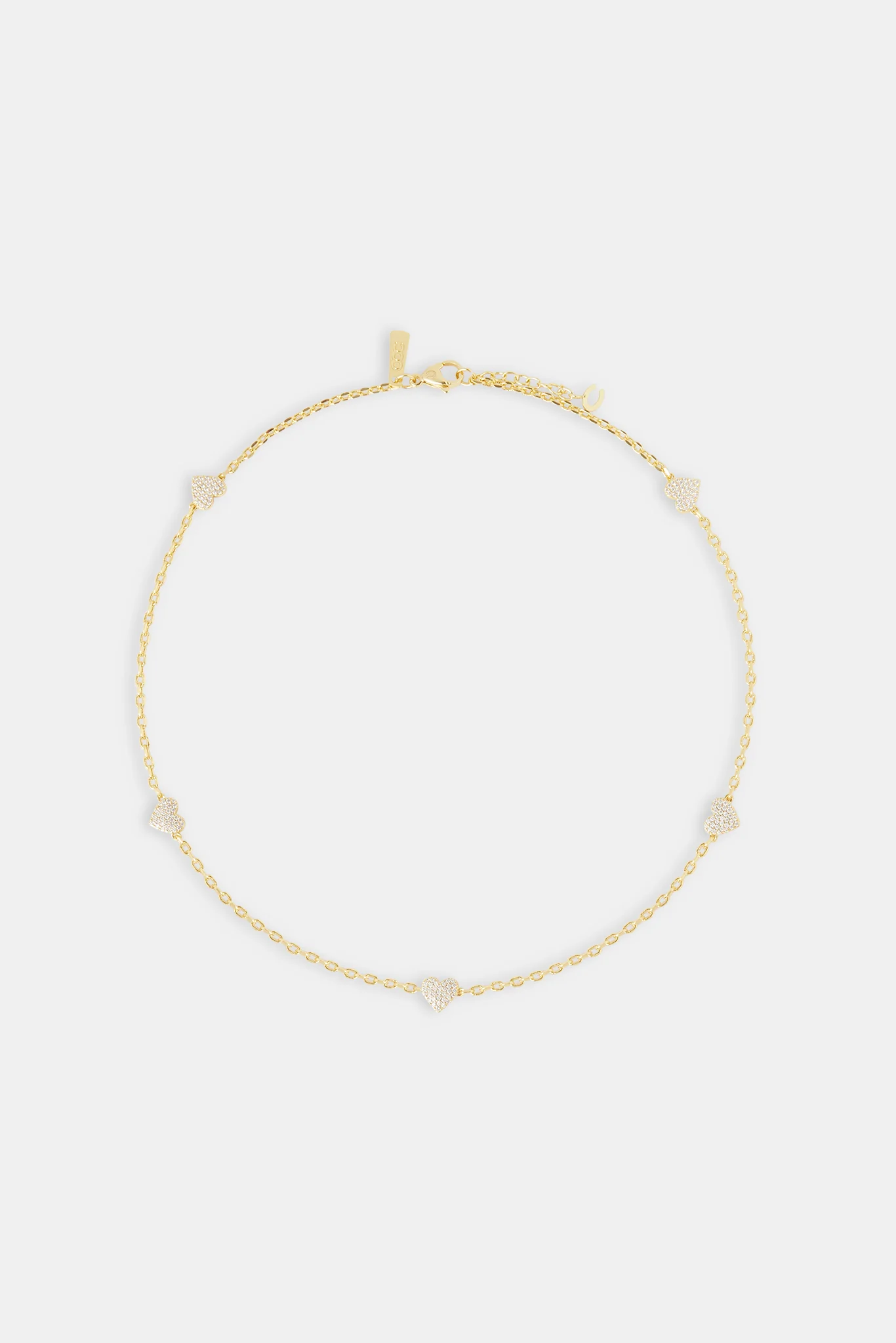 Iced Heart Thin Link Chain - 2.5mm - Gold - Image 4