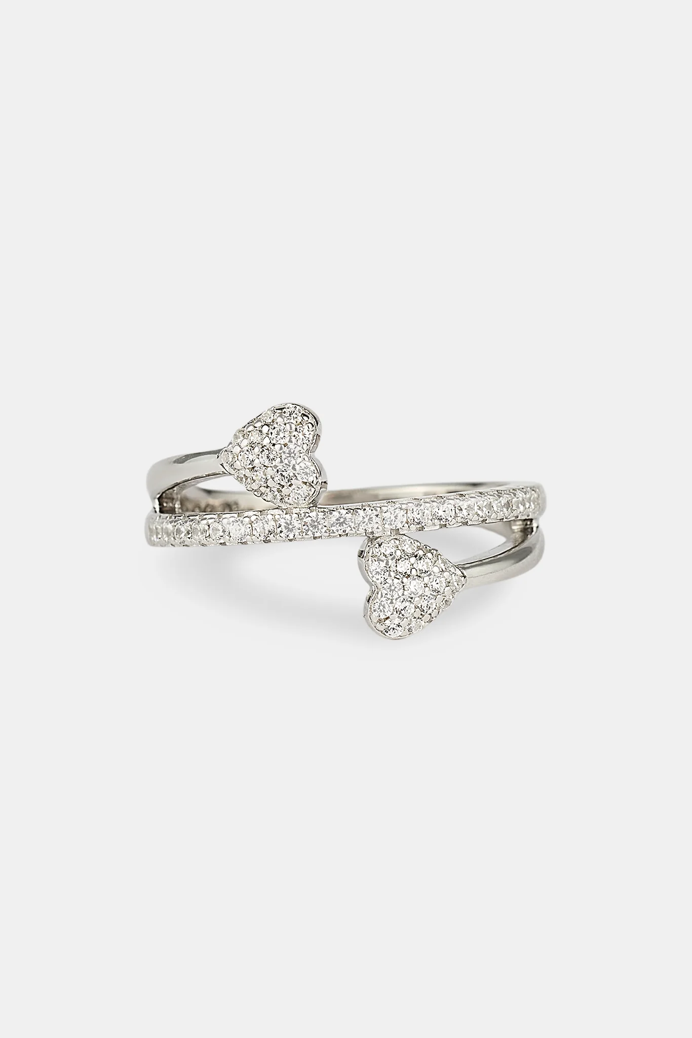 Iced Heart Twist Ring - 6mm - White - Image 3