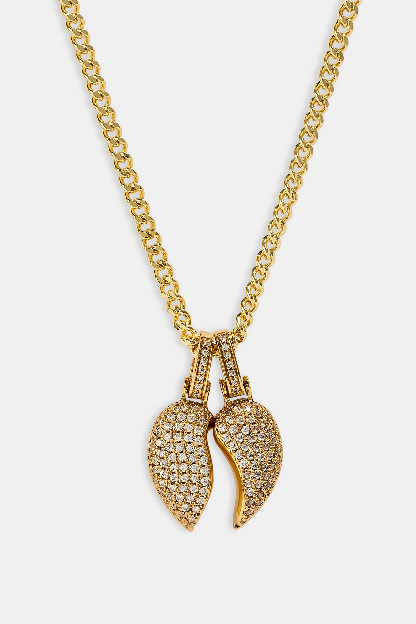 Iced Heartbreak Pendant Necklace - 15mm - Gold - Image 4