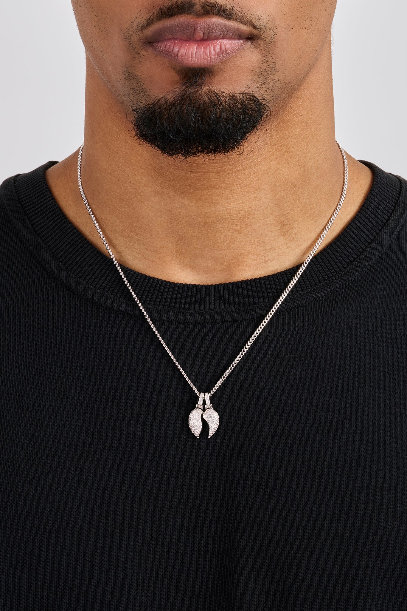 Iced Heartbreak Pendant Necklace - 15mm - White - Image 2