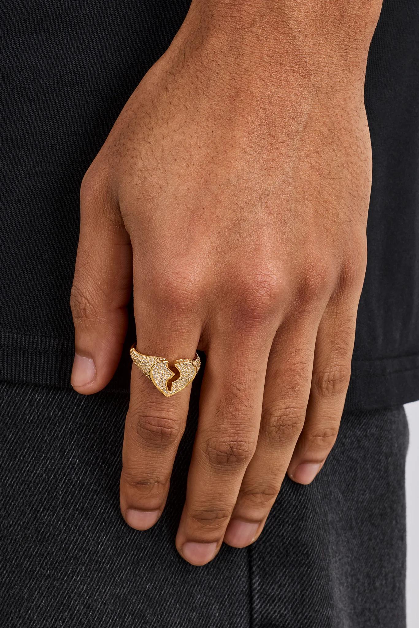 Iced Heartbreak Ring - 15mm - Gold - Image 2
