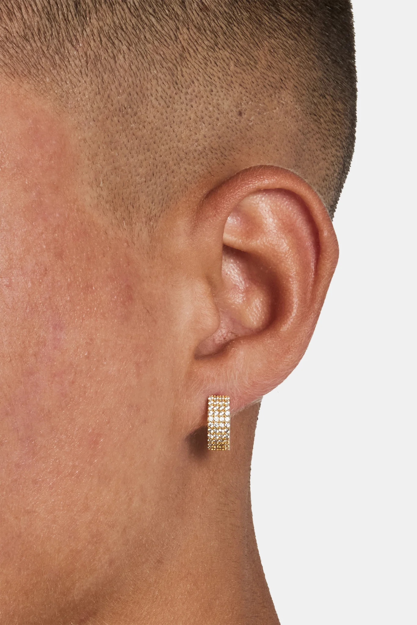 Iced Huggie Earrings - Gold - Image 2