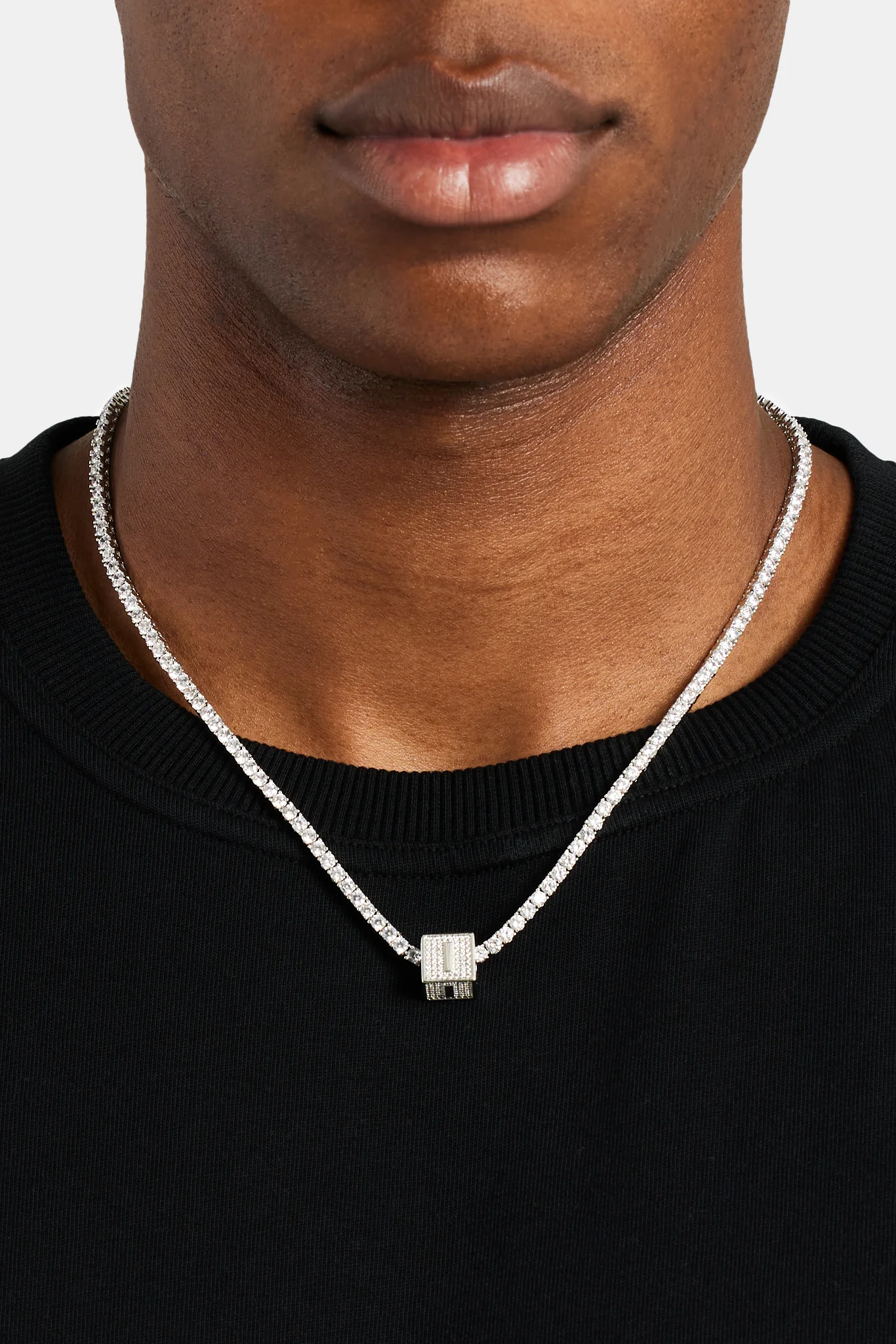 Iced I Letter Block Pendant - Image 3