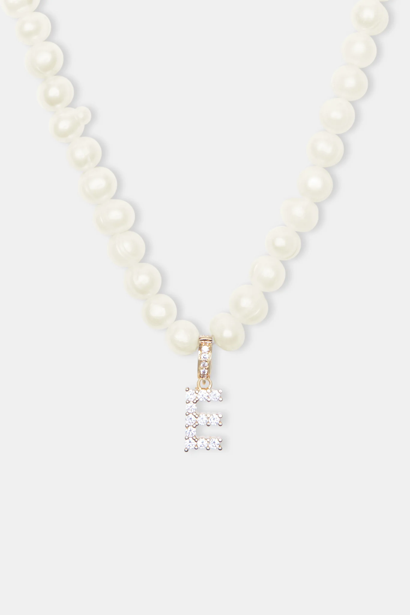 Iced Initial Clip On Pendant + 6mm Pearl Chain - Image 10