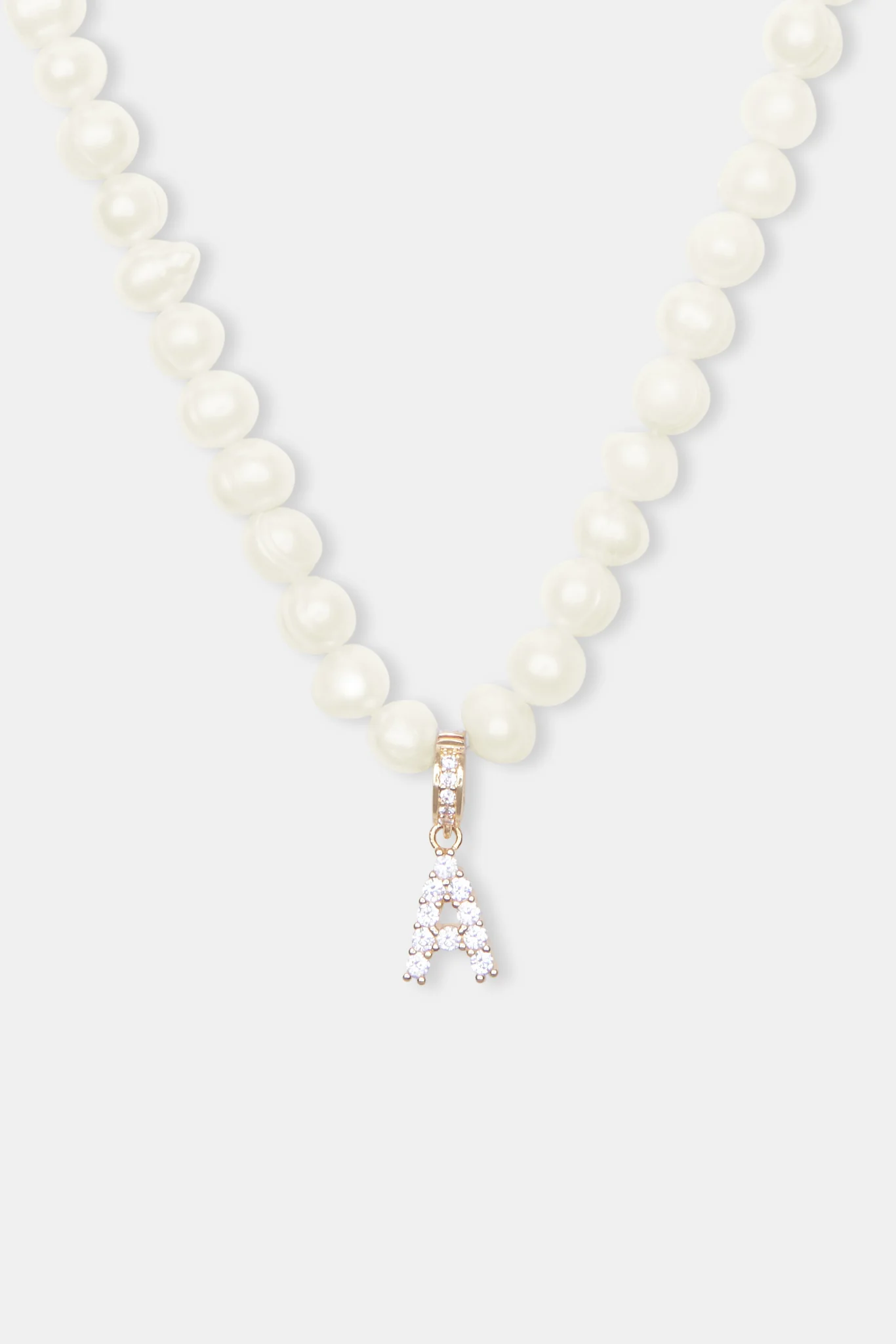 Iced Initial Clip On Pendant + 6mm Pearl Chain - Image 2