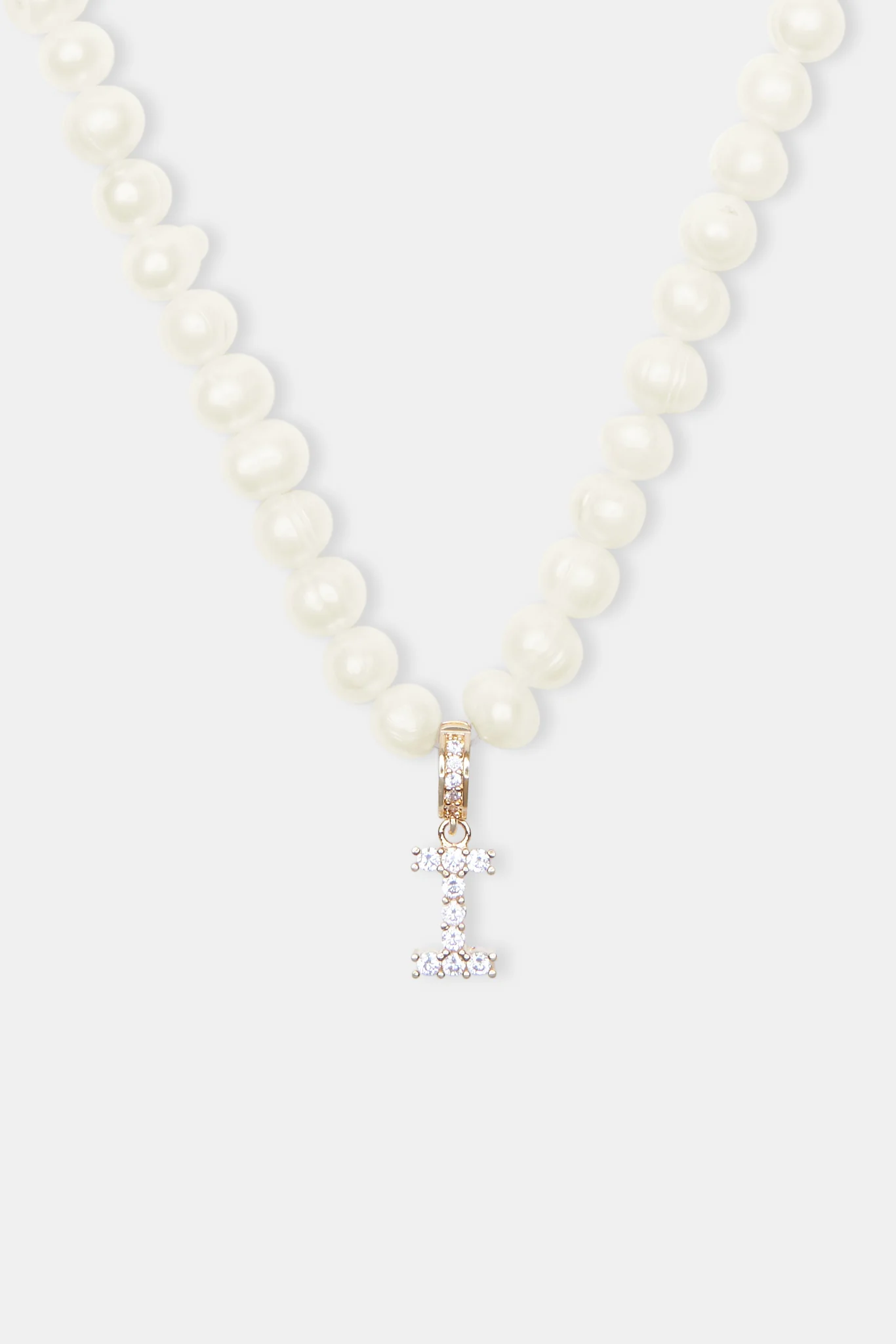Iced Initial Clip On Pendant + 6mm Pearl Chain - Image 21